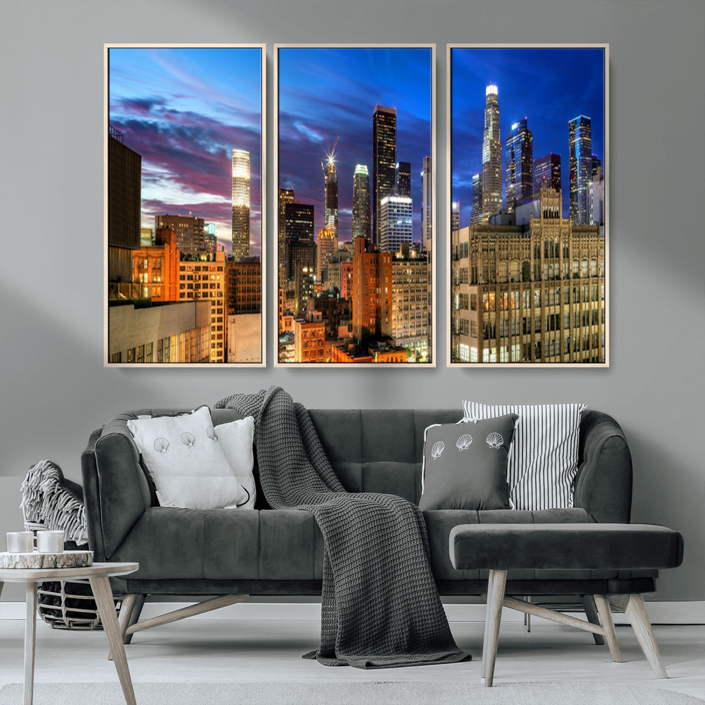 MGV-FC-48X32-3P - Los Angeles Night Wall Art Canvas Print