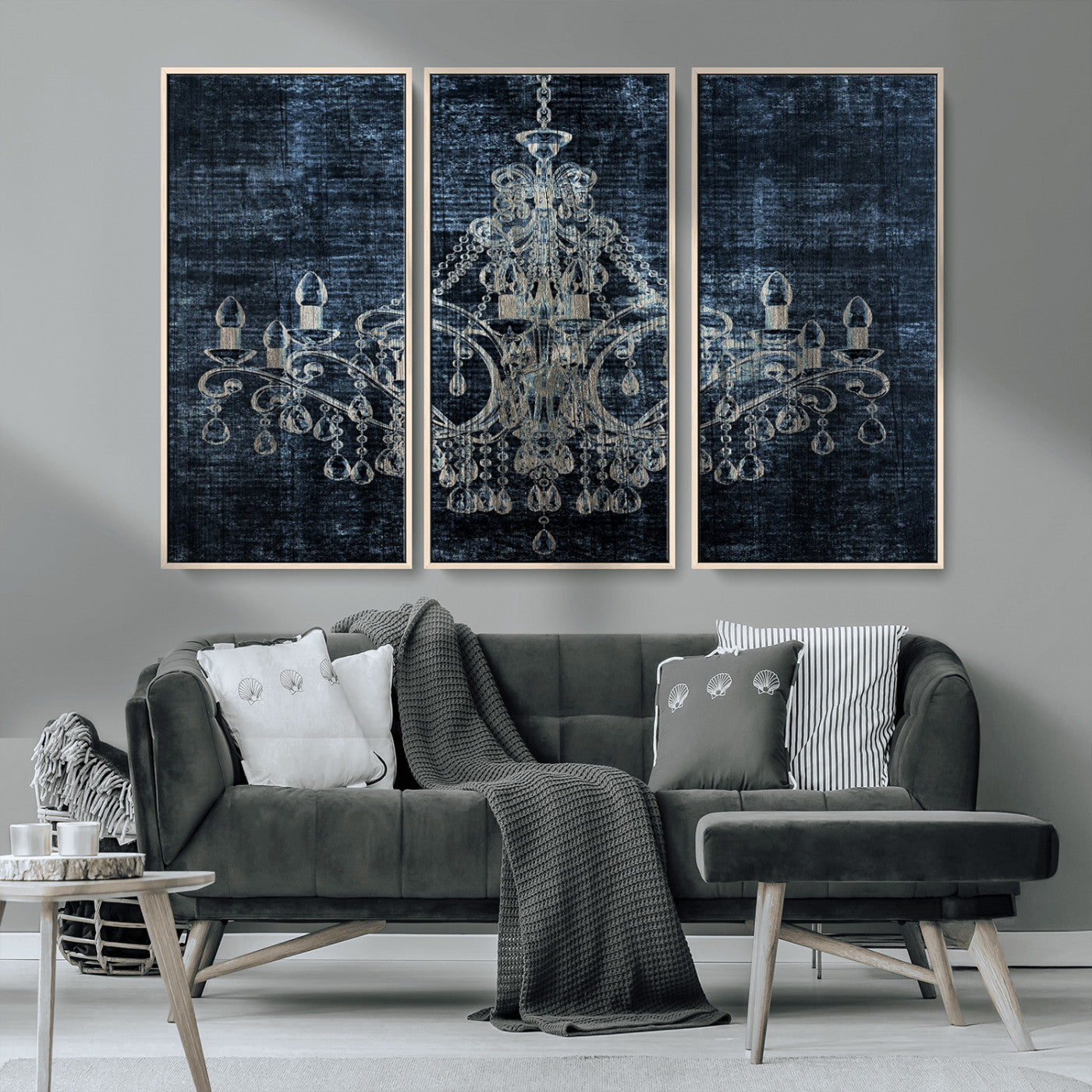 MGV-FC-48X32-3P - Dark Chandelier Wall Art Canvas Print