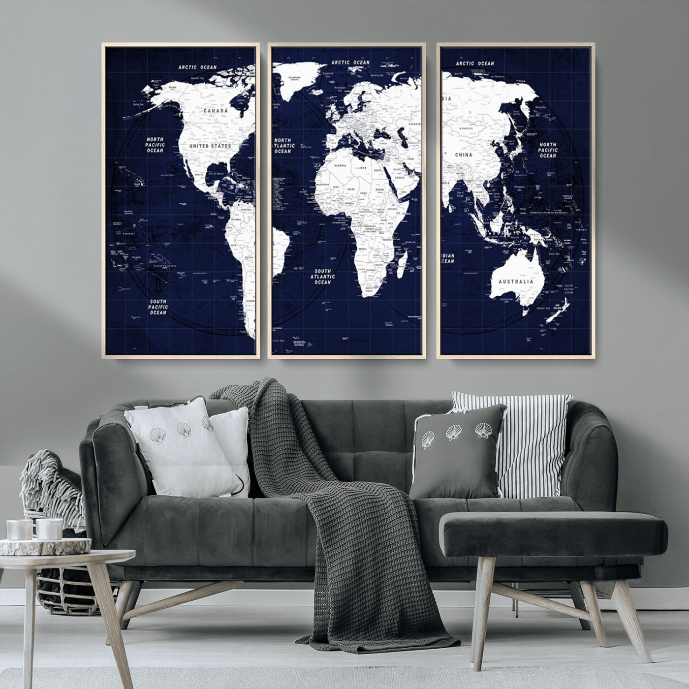 MGV-FC-48X32-3P - World Map Wall Art Canvas Print for Home and Office Decor