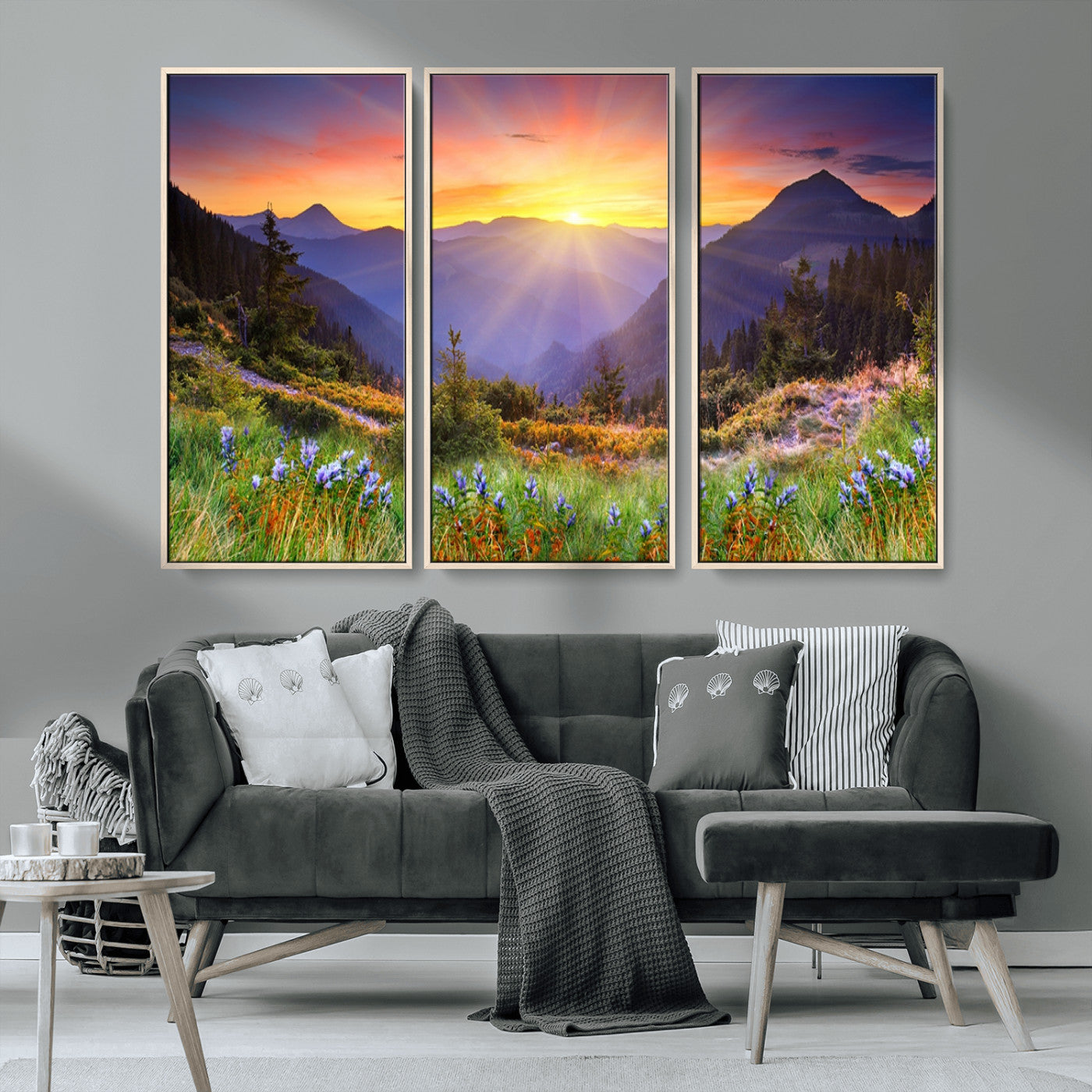 MGV-FC-48X32-3P - Mountain and Spring Wall Art Canvas Print