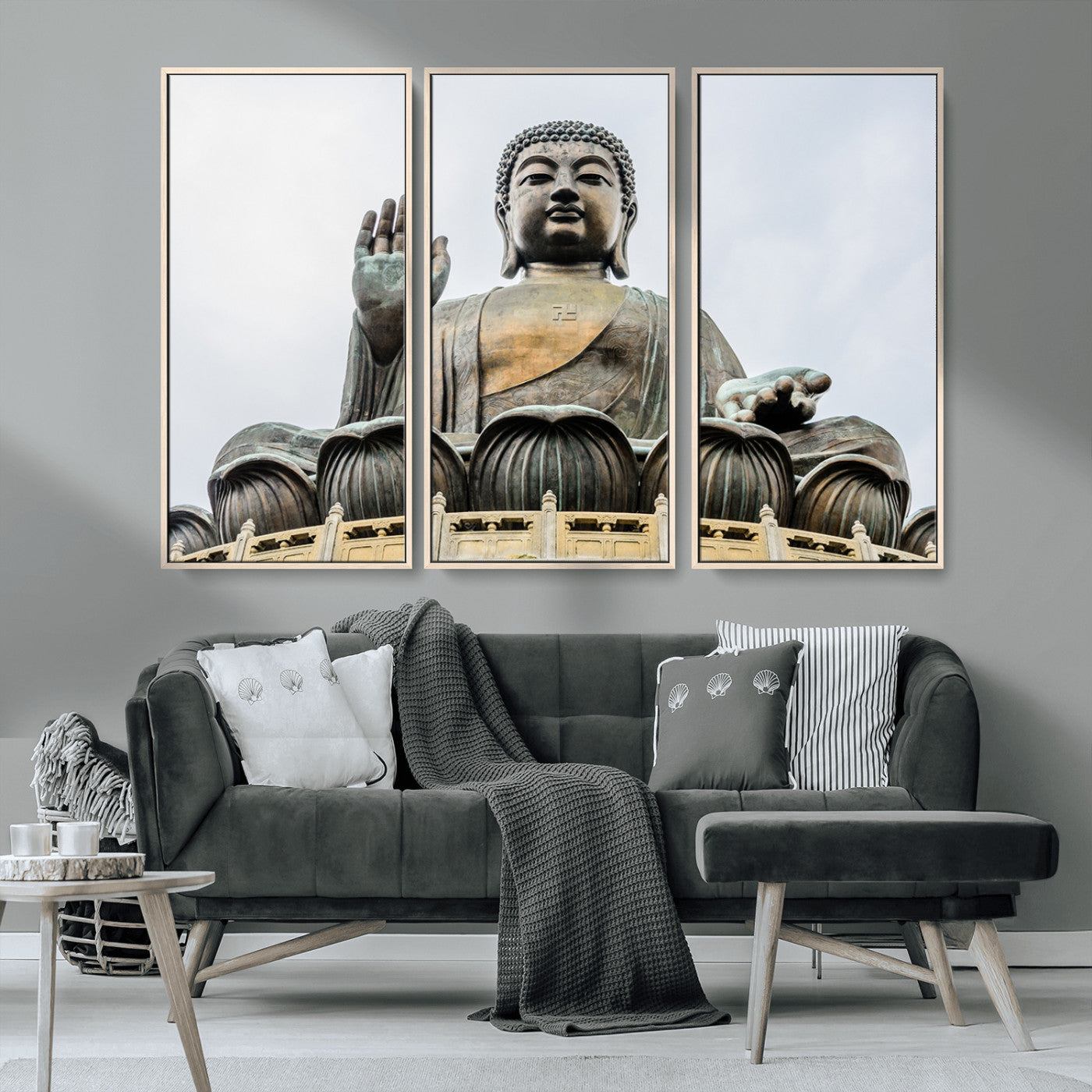 MGV-FC-48X32-3P - Buddha Statue Wall Art Canvas Print
