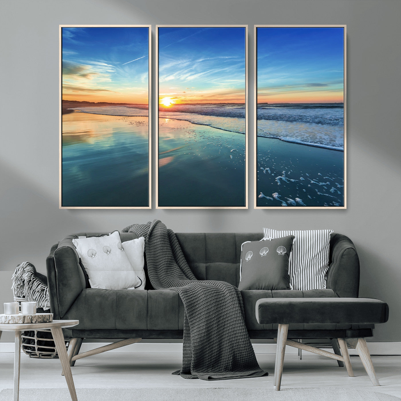 MGV-FC-48X32-3P - Blue Sky and Beach Wall Art Canvas Print
