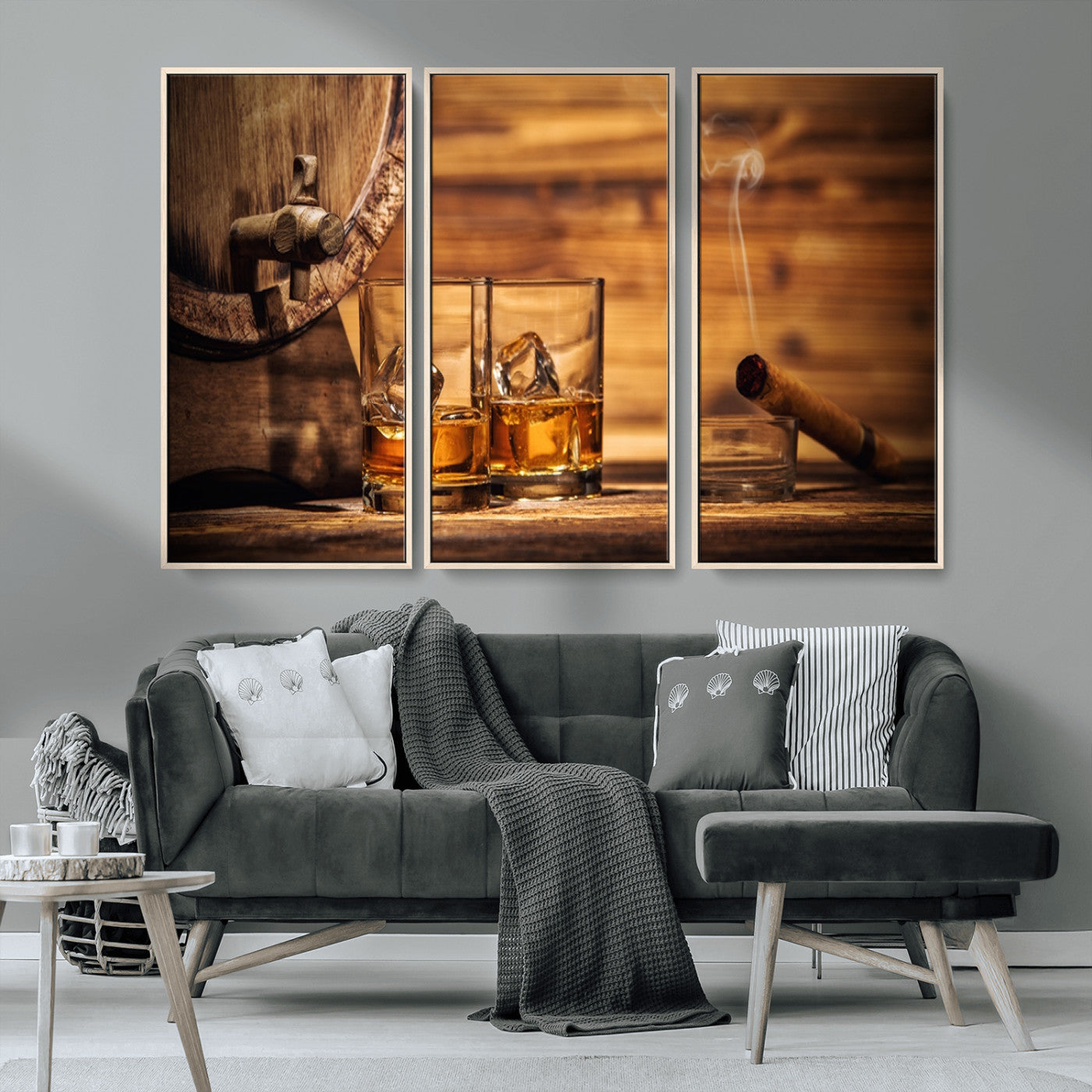 MGV-FC-48X32-3P - Rustic Whiskey and Barrel Canvas Print