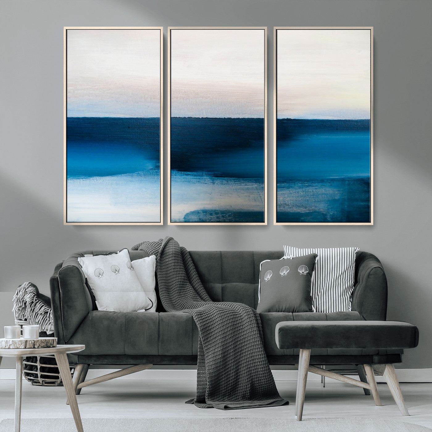MGV-FC-48X32-3P - Dark Blue Abstract Wall Art Canvas Print