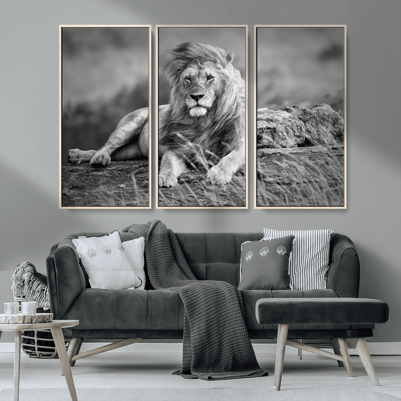 MGV-FC-48X32-3P - King of Forest Lion Wall Art Canvas Print
