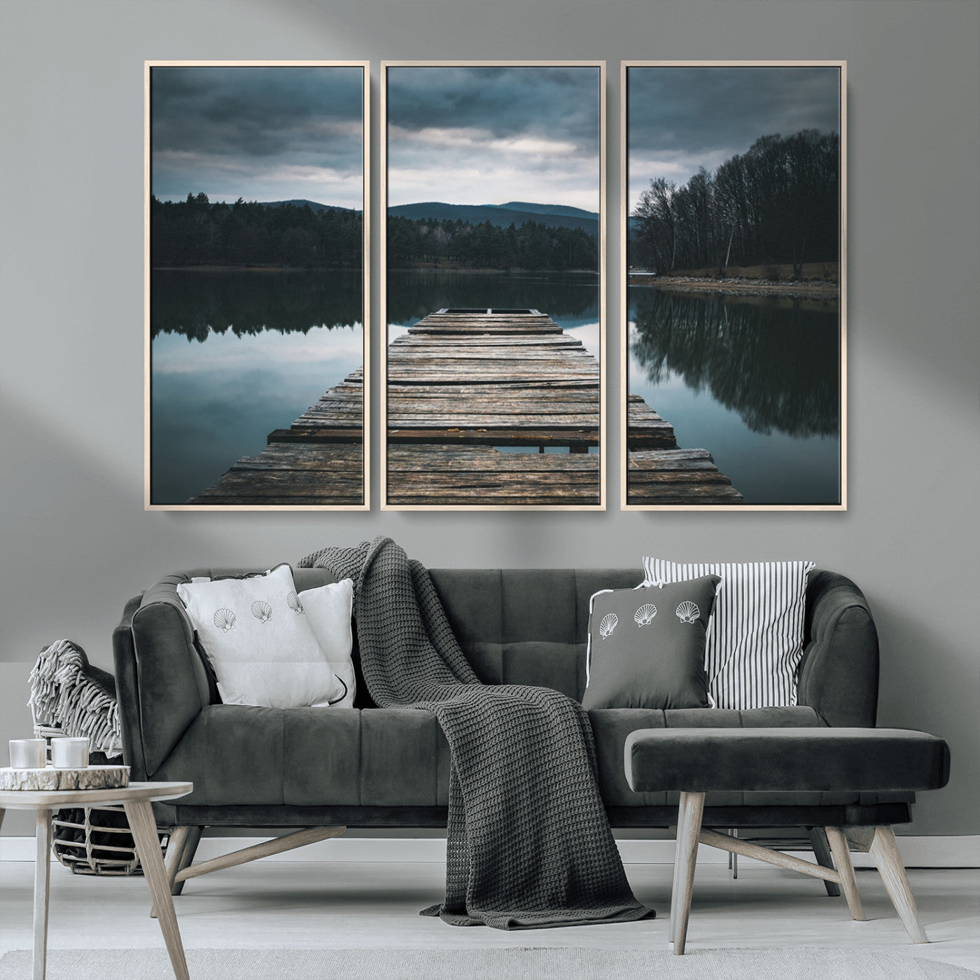 MGV-FC-48X32-3P - Wooden Bridge Near Lake Wall Art Canvas Print