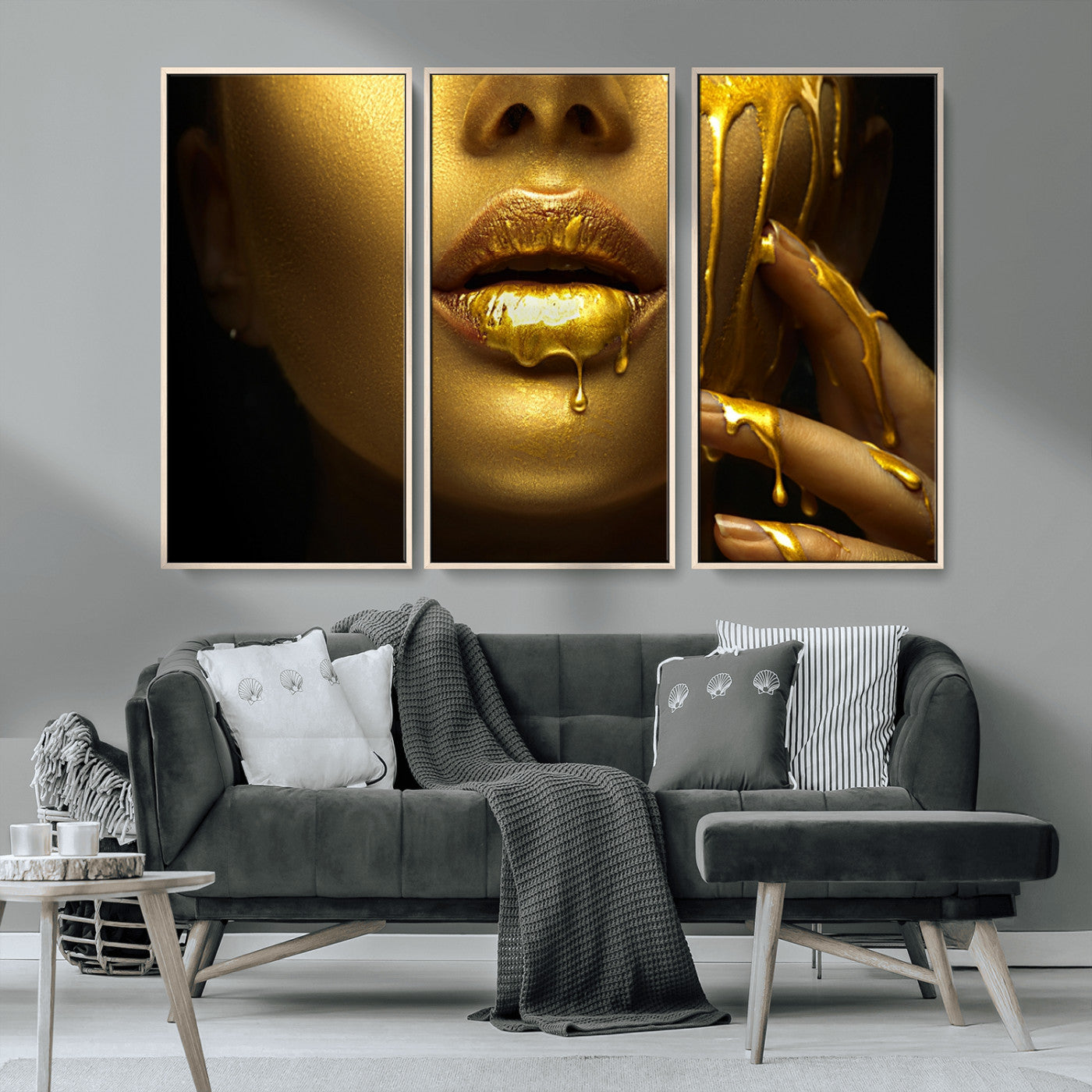 MGV-FC-48X32-3P - Gold and Women Wall Art Canvas Print