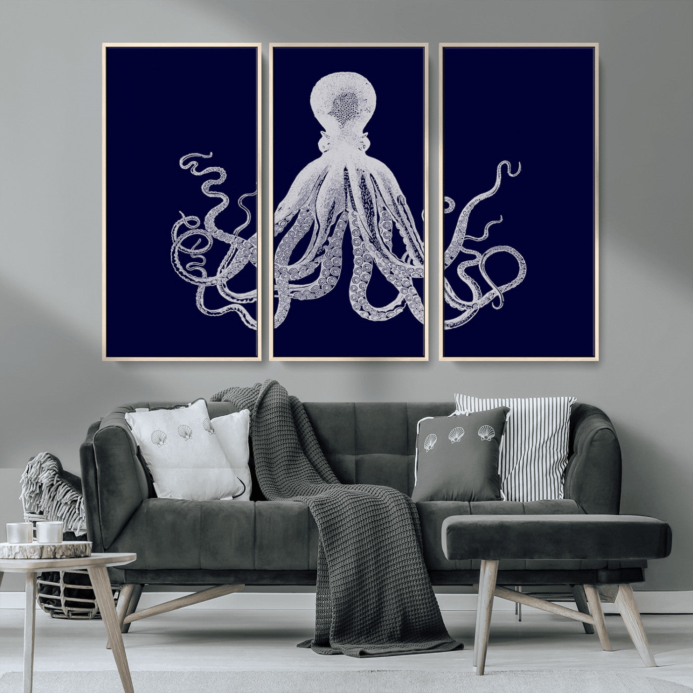 MGV-FC-48X32-3P - Blue Octopus Wall Art Canvas Print
