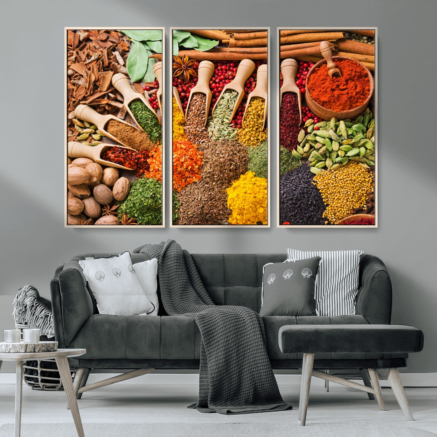 MGV-FC-48X32-3P - Herbs and Spices Art Canvas Print for Kitchen Kitchen, Dining Room Wall Decor