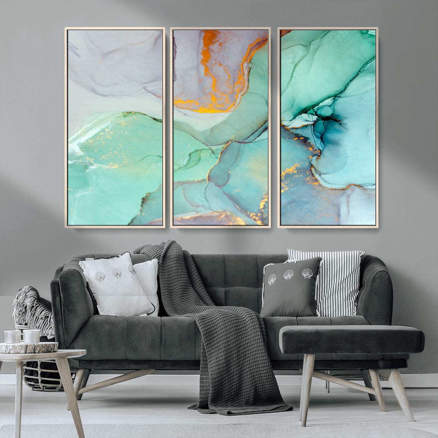 MGV-FC-48X32-3P - Colorful Marble Fluid Effect Canvas Wall Art Print