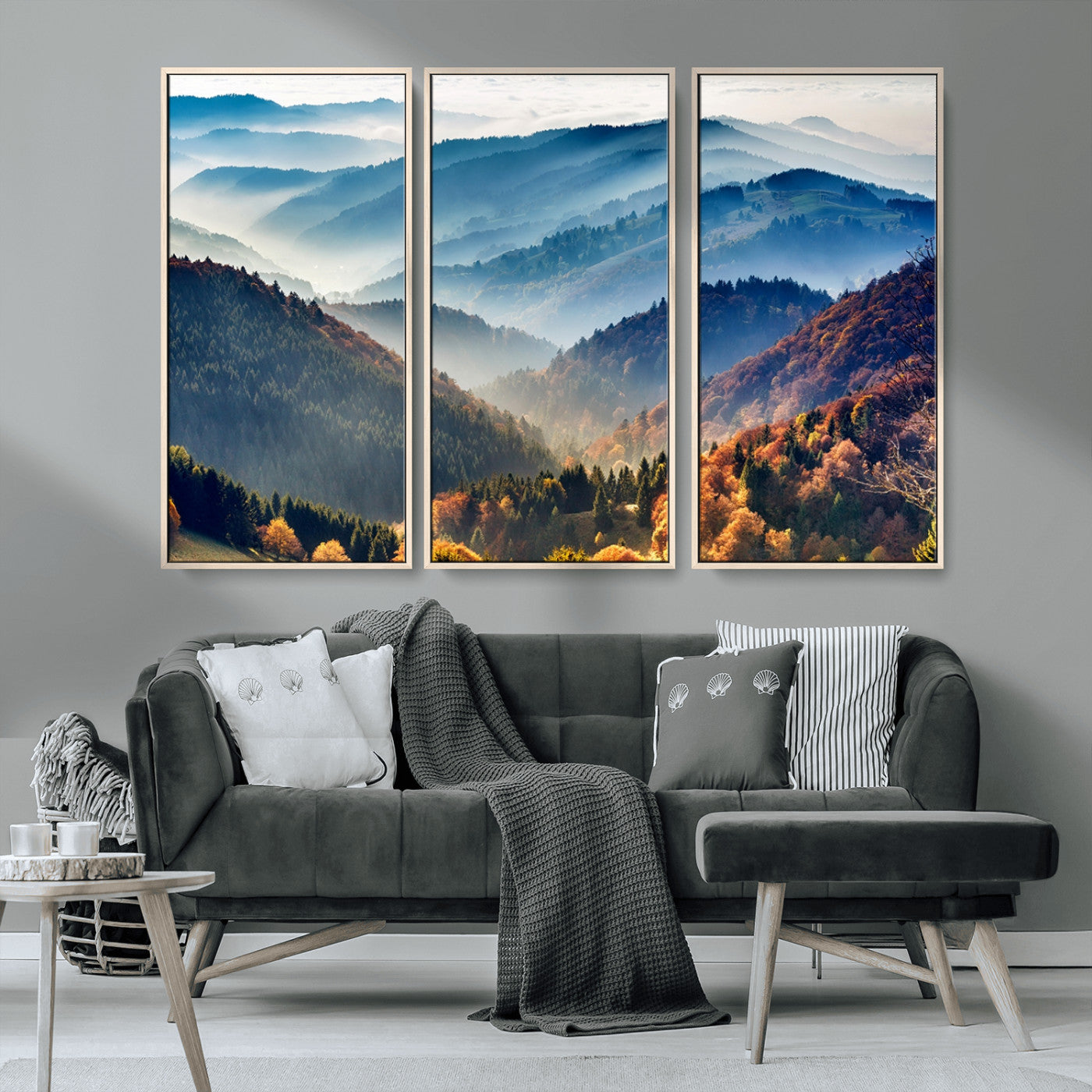 MGV-FC-48X32-3P - Mountains Forest Autumn Wall Art Canvas Print