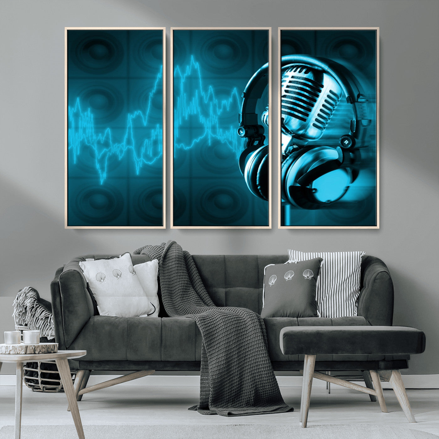 MGV-FC-48X32-3P - Music and Microphone Wall Art Canvas Print