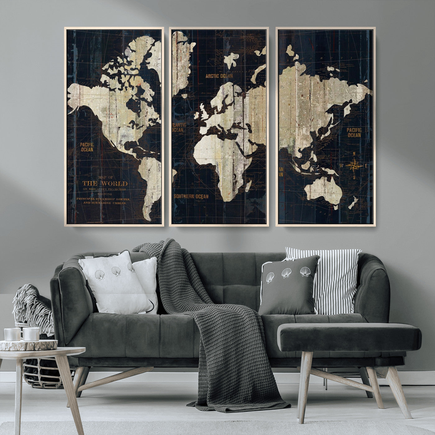 MGV-FC-48X32-3P - Push Pin World Map Canvas Print – Framed Wall Art for Couples to Track Their Travels – Anniversary