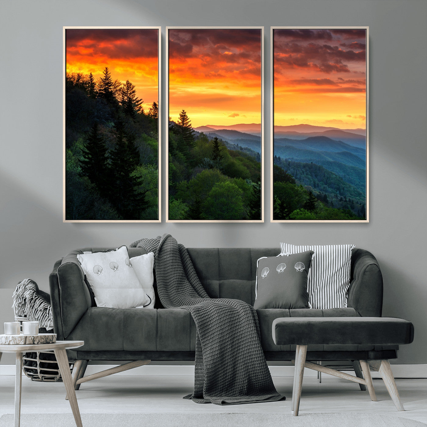 MGV-FC-48X32-3P - Forest Landscape Wall Art Sunset Canvas, Forest Sunset Canvas Print