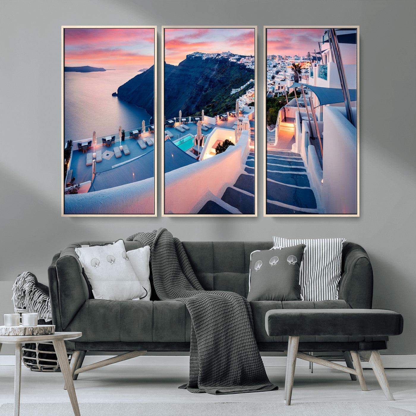 MGV-FC-48X32-3P - Santorini Island Wall Art Canvas Print