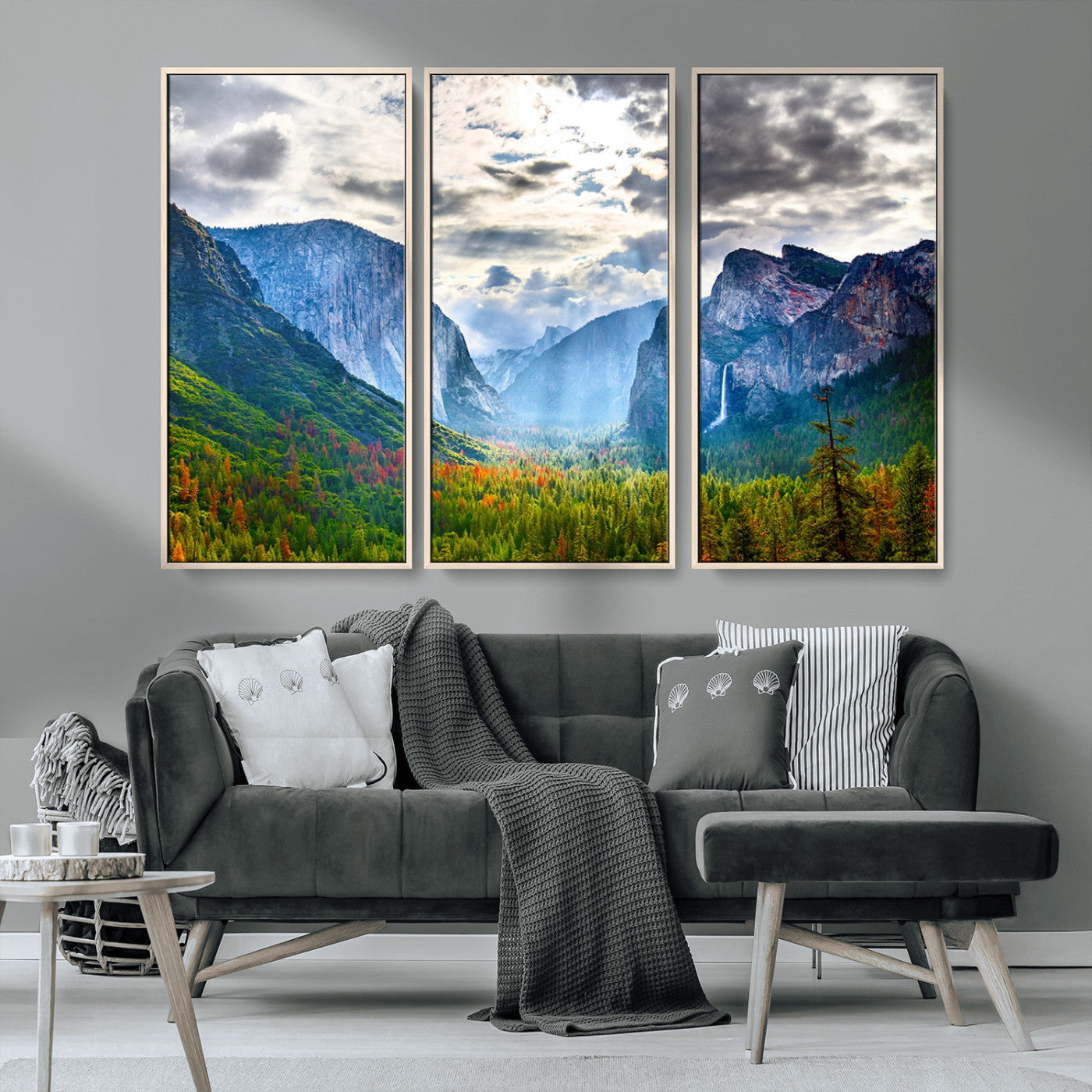 MGV-FC-48X32-3P - Yosemite Park Half Dome 3 Panel Canvas Print | Large Giclée Landscape Wall Art for Living Room,
