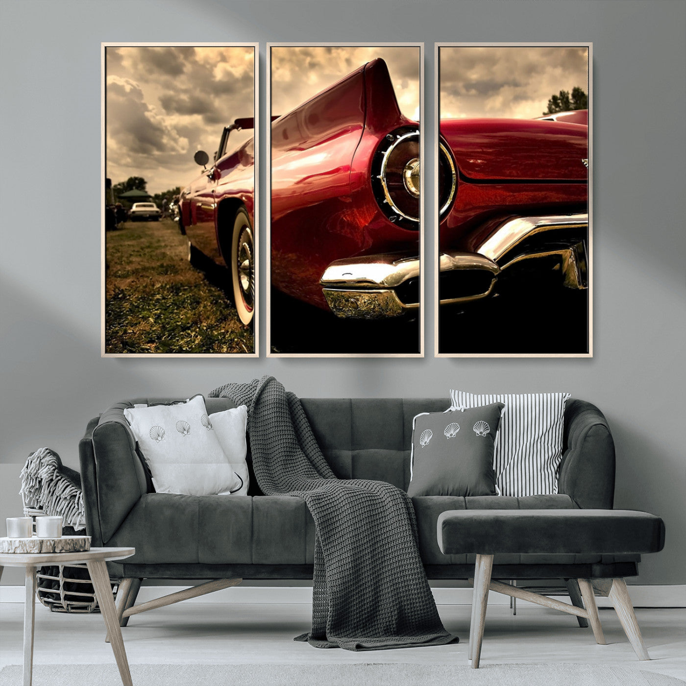 MGV-FC-48X32-3P - Red Classic Car Wall Art Canvas Print