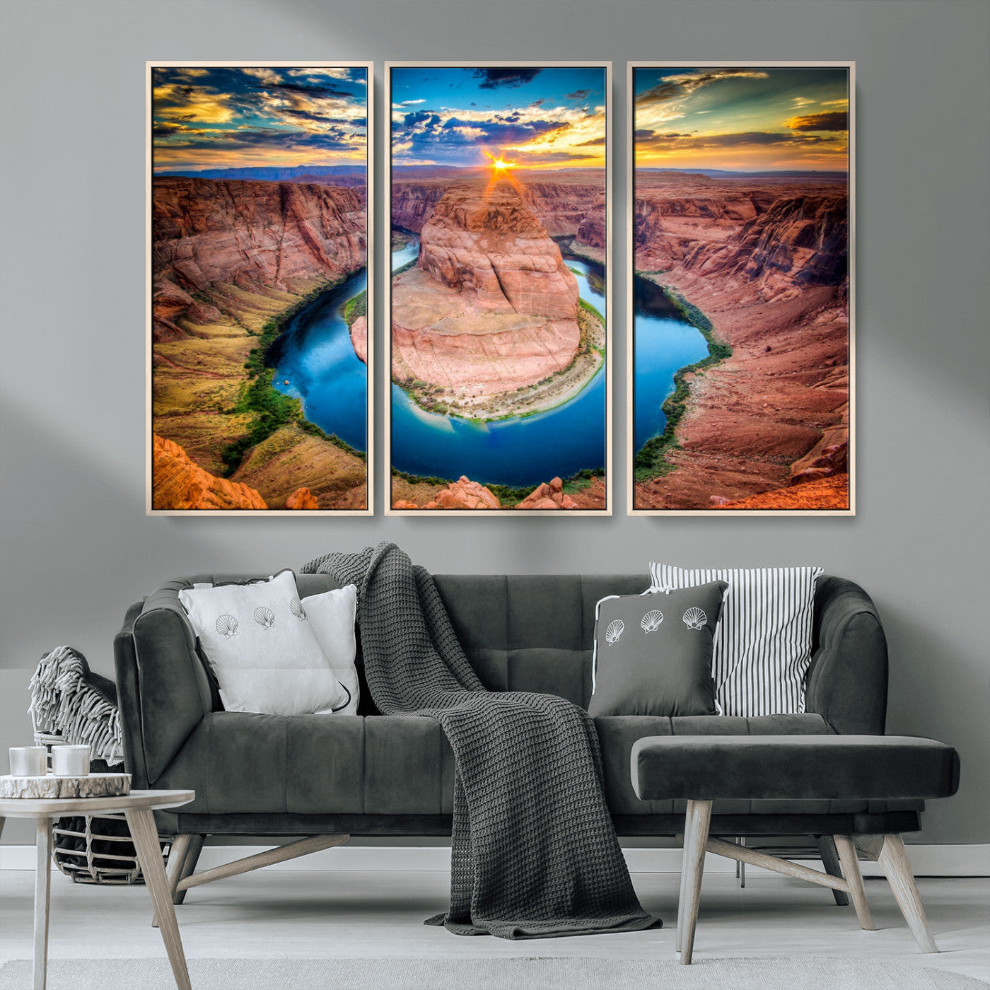 MGV-FC-48X32-3P - Sunset on the Horseshoe Bend Grand Canyon, Horseshoe Bend Grand Canyon Canvas Wall Art Print