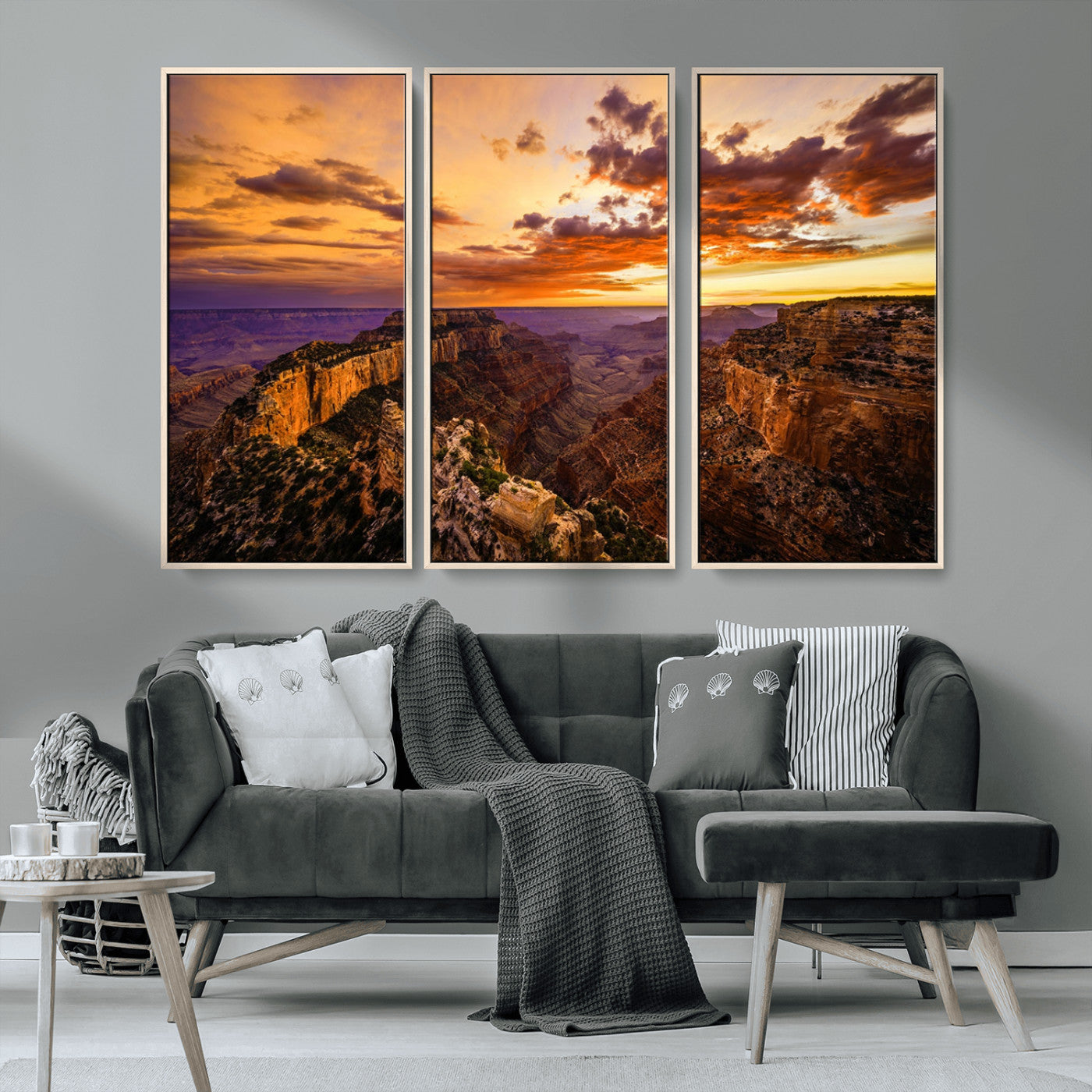 MGV-FC-48X32-3P - Mesmerizing Sunset from Grand Canyon Nal Park Wall Art, Grand Canyon Canvas Print