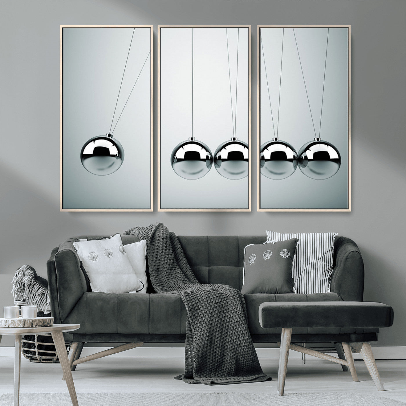 MGV-FC-48X32-3P - Newton's Cradle Wall Art Canvas Print, Framed Newton Cradle Wall Art