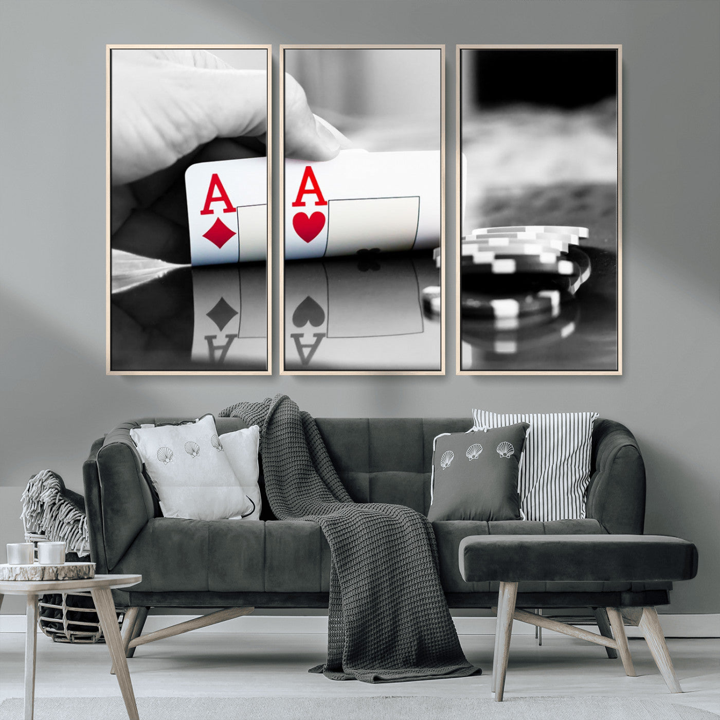 MGV-FC-48X32-3P - Aces Poker Art Poker Game Wall Art Canvas Print
