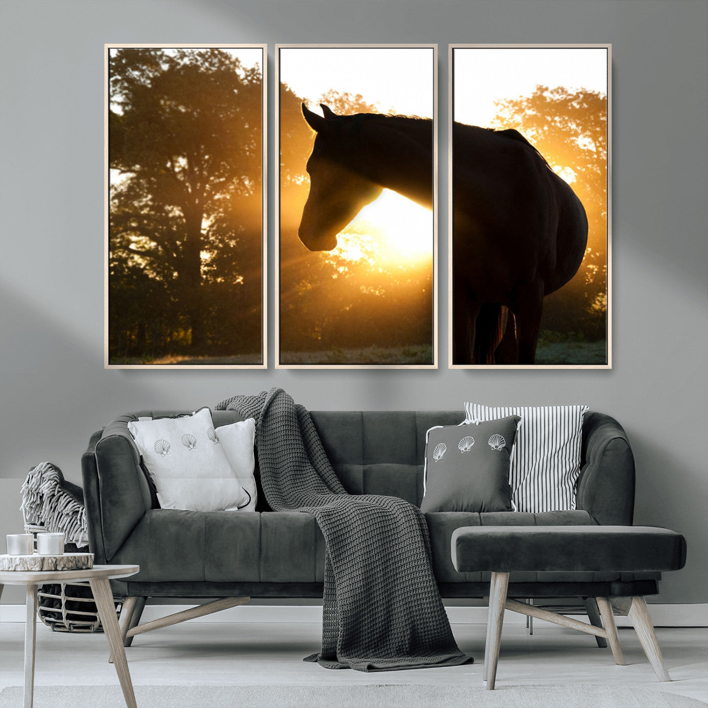 MGV-FC-48X32-3P - Horse at Sunset Wall Art Animal Canvas Print