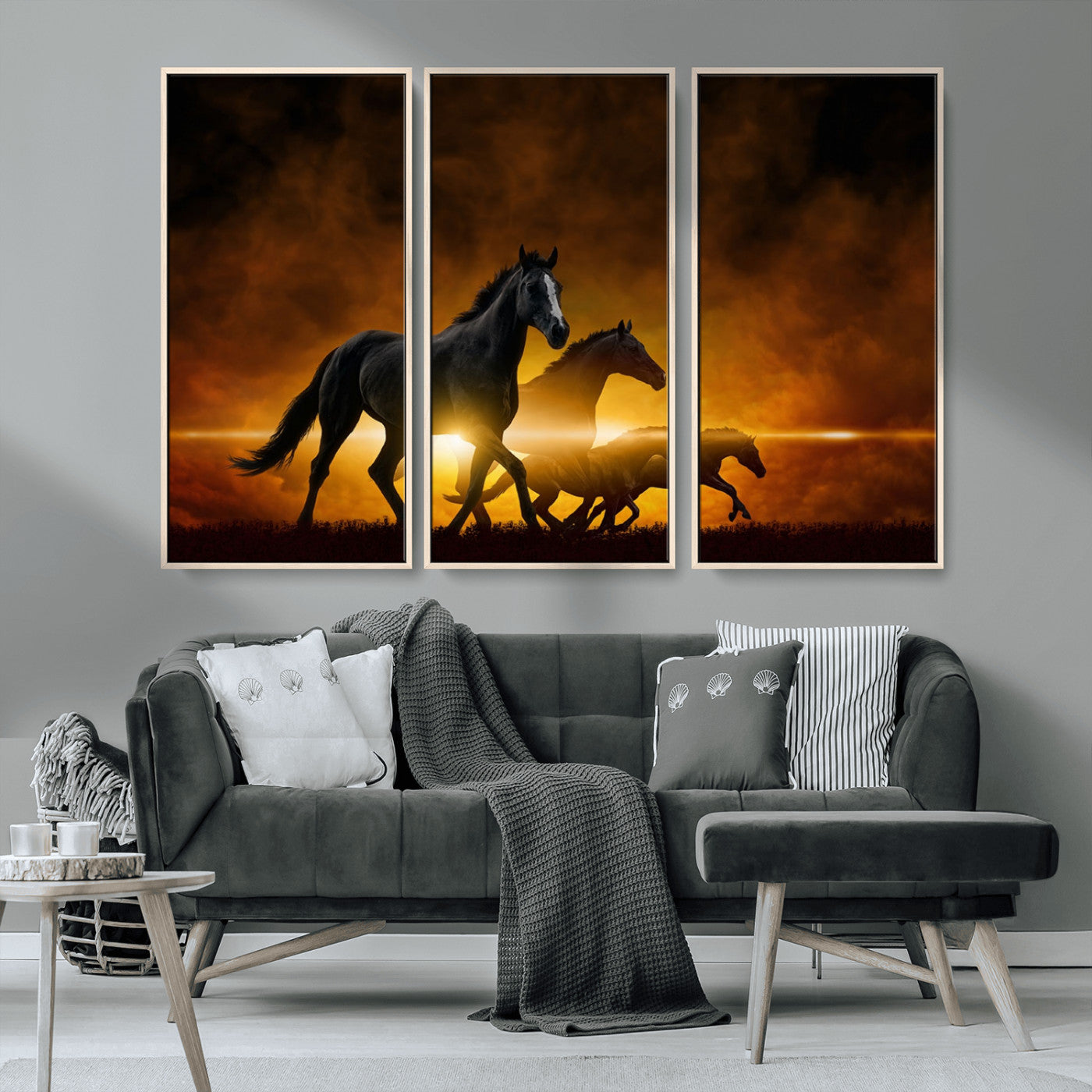 MGV-FC-48X32-3P - Horse Wall Art Canvas Print, Multi Panel Animal Canvas Print