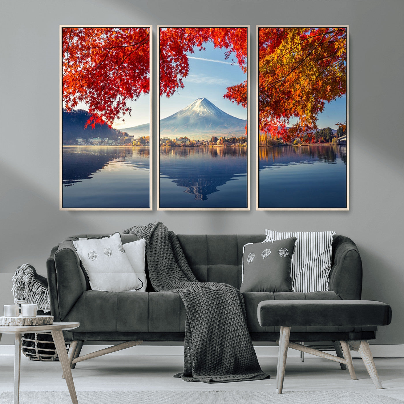 MGV-FC-48X32-3P - Mount Fuji Canvas Wall Art Japan Autumn Mountain Canvas Print Wall Art