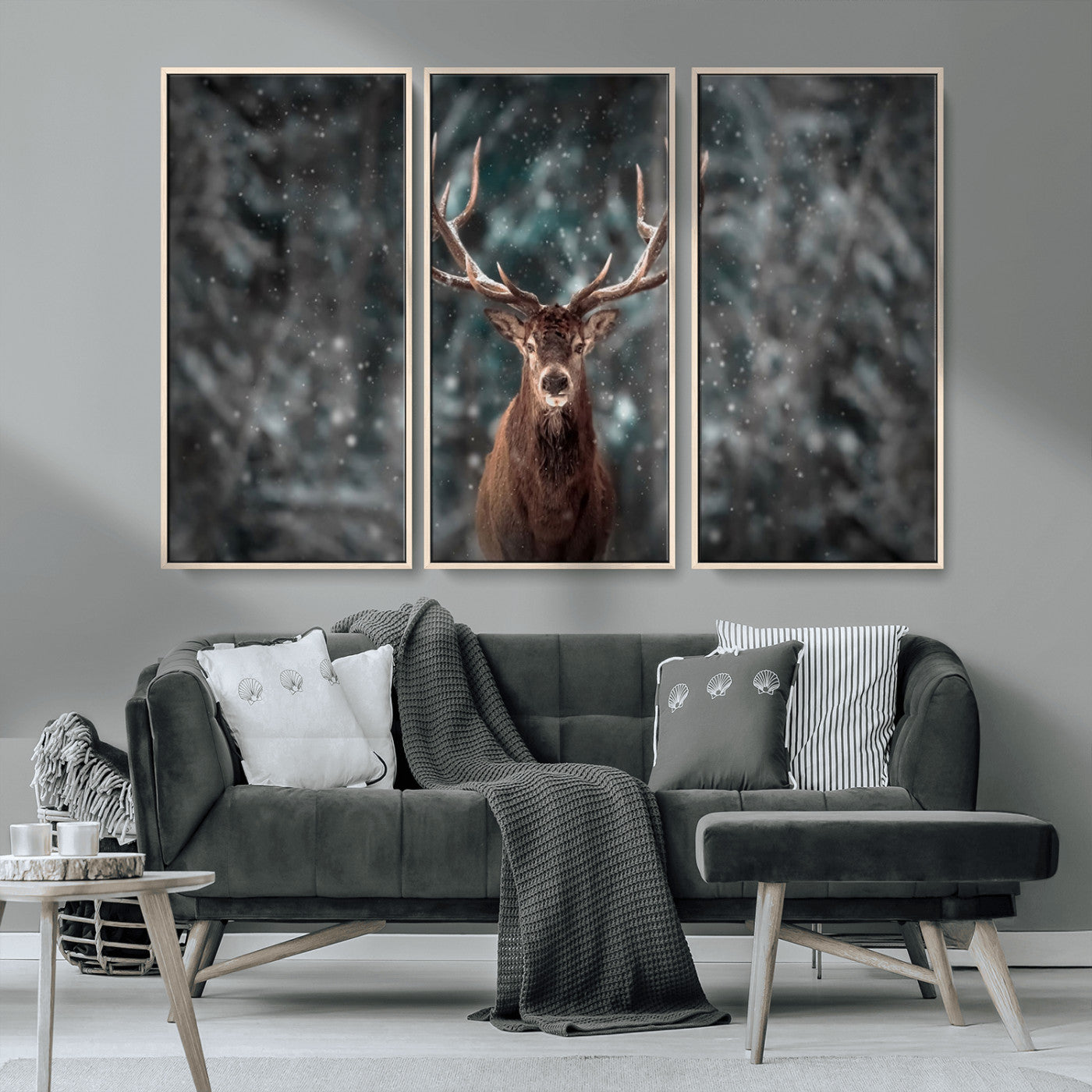 MGV-FC-48X32-3P - Wall Art Deer Art Animal Canvas, Framed Wall Art Deer Canvas Print