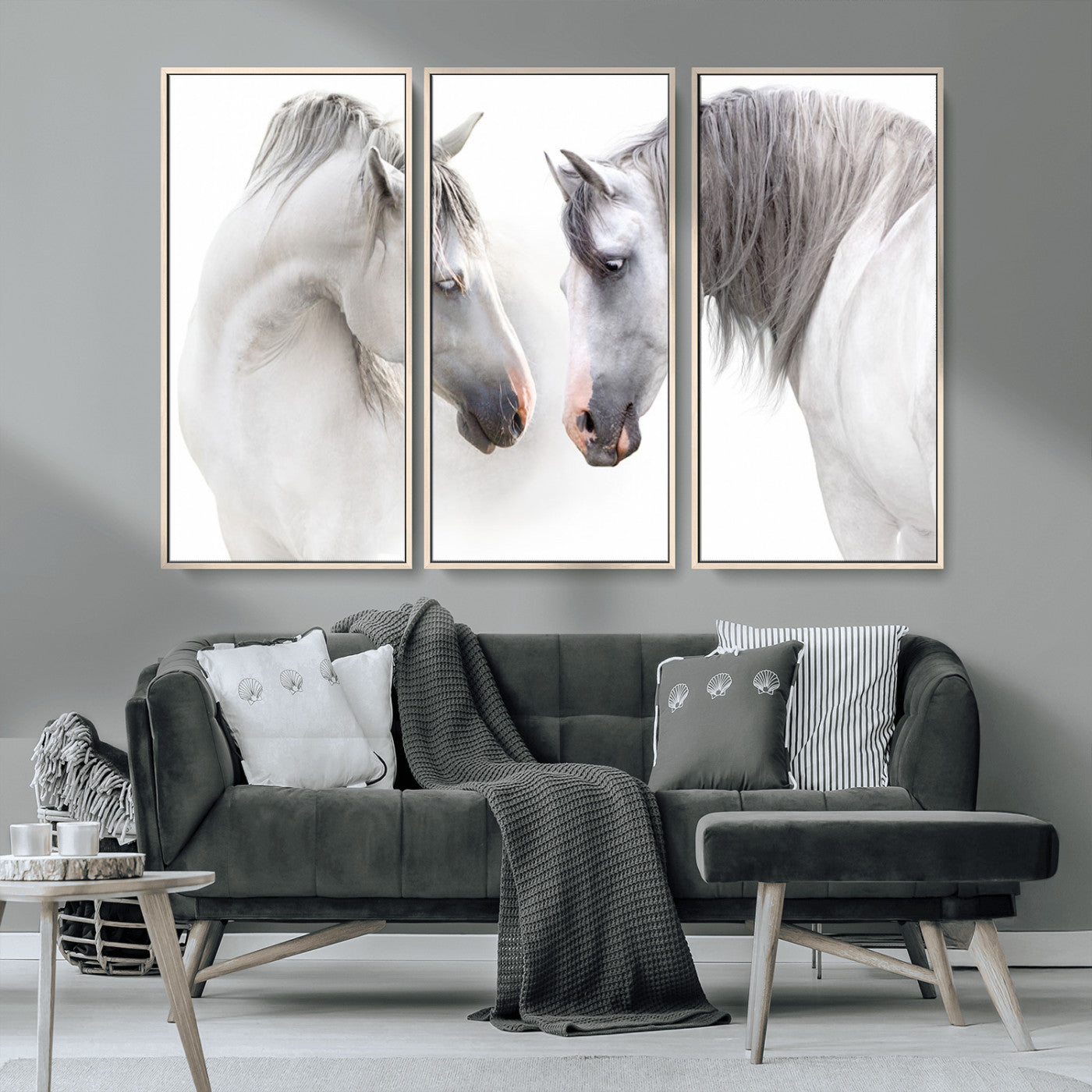 MGV-FC-48X32-3P - White Horse Wall Art Animal Canvas Print
