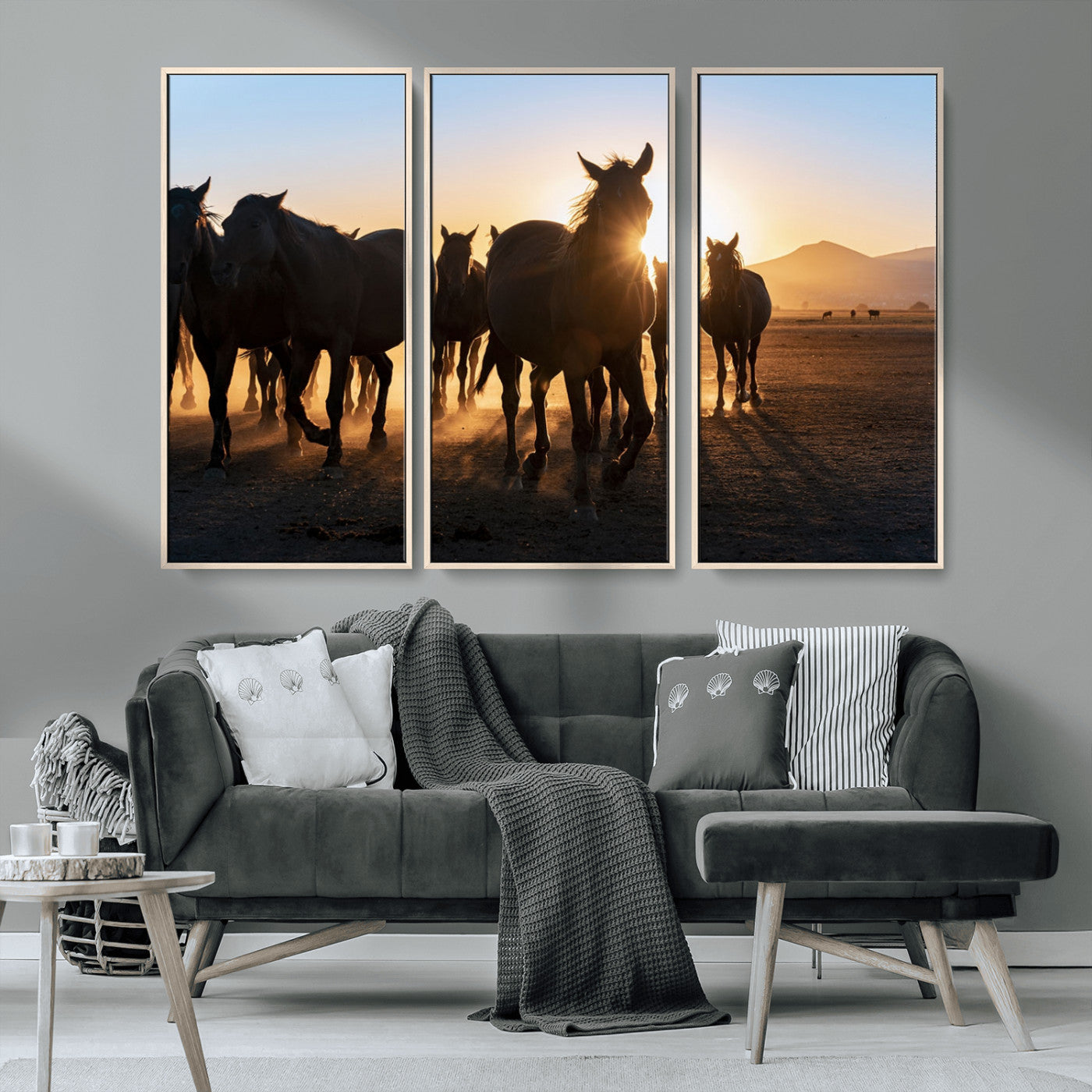 MGV-FC-48X32-3P - Horse Herd Wall Art Animal Canvas Print