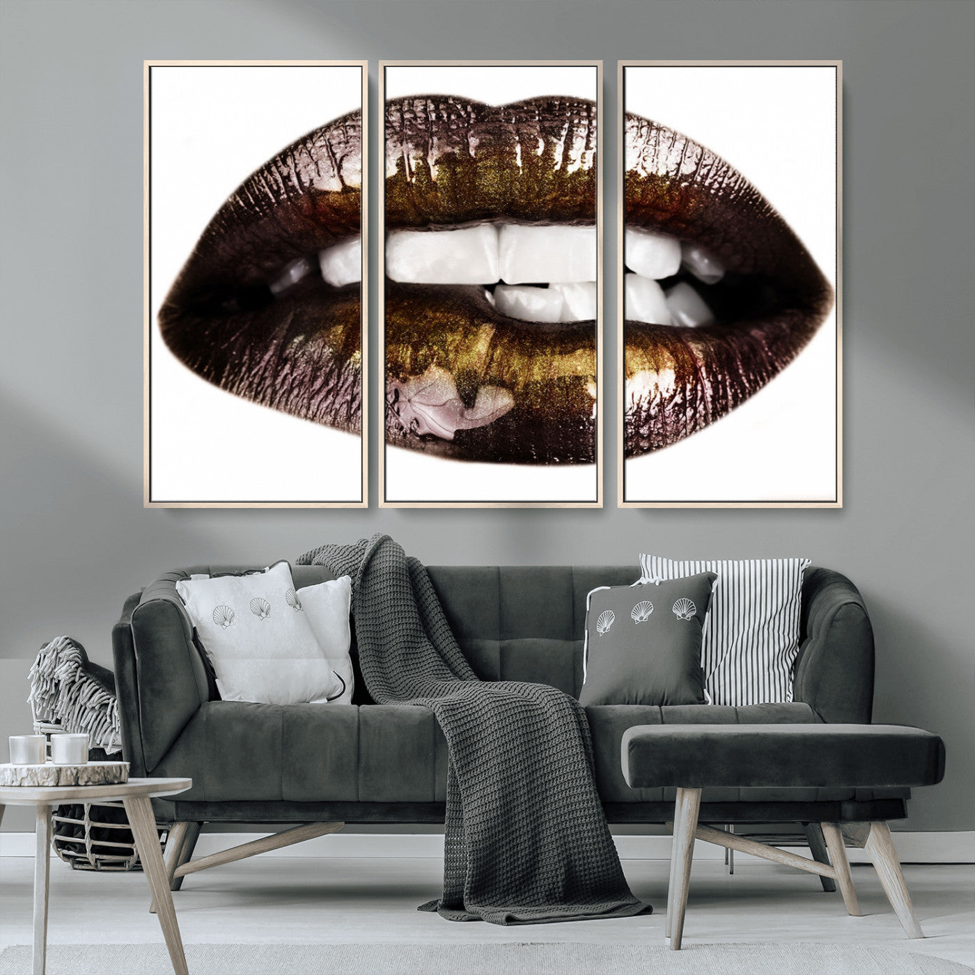 MGV-FC-48X32-3P - Close Up Lips Wall Art Canvas Print