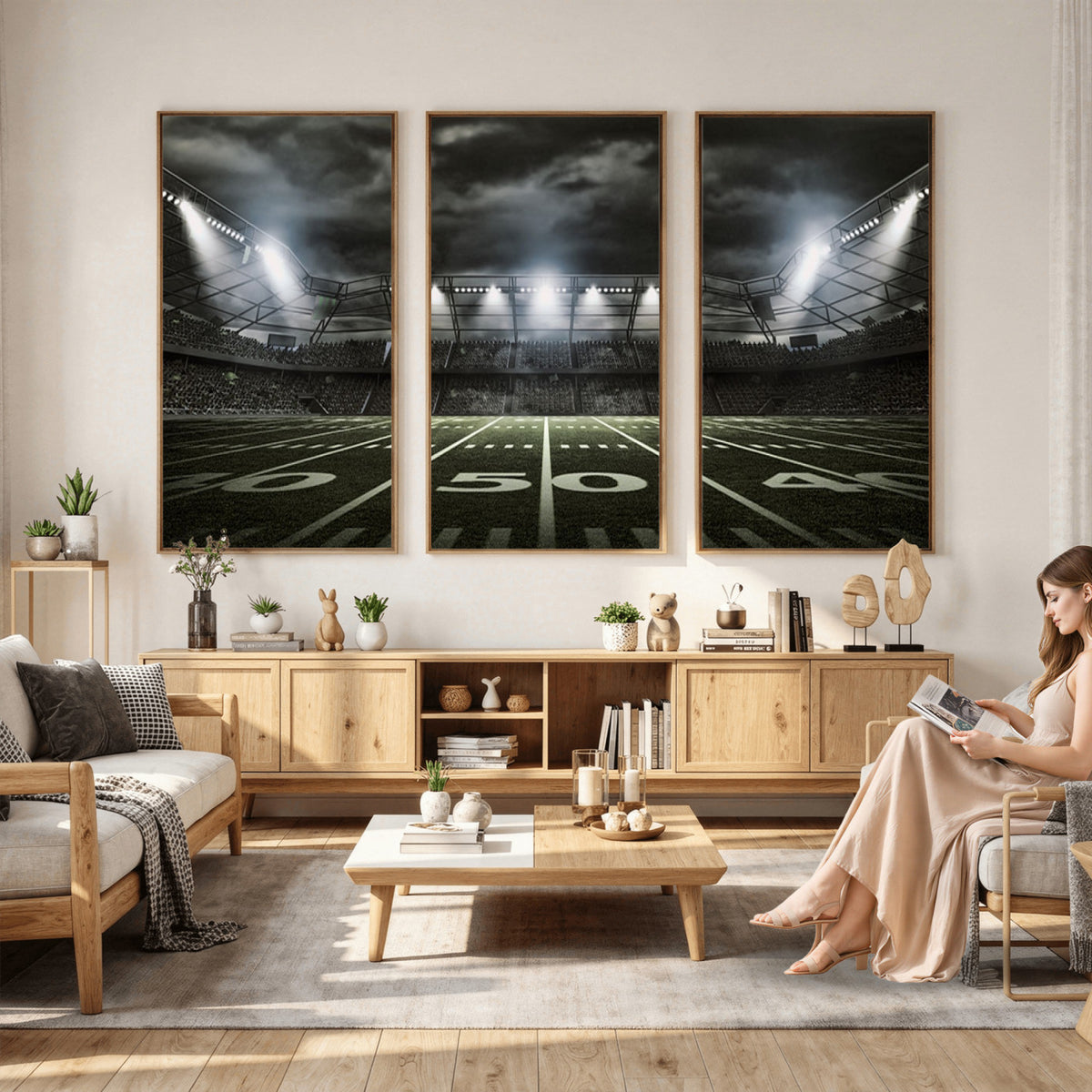 90107-MGV-CV-36X24 - American Football Stadium Wall Art Canvas Print, Stadium Sport Wall Art Print
