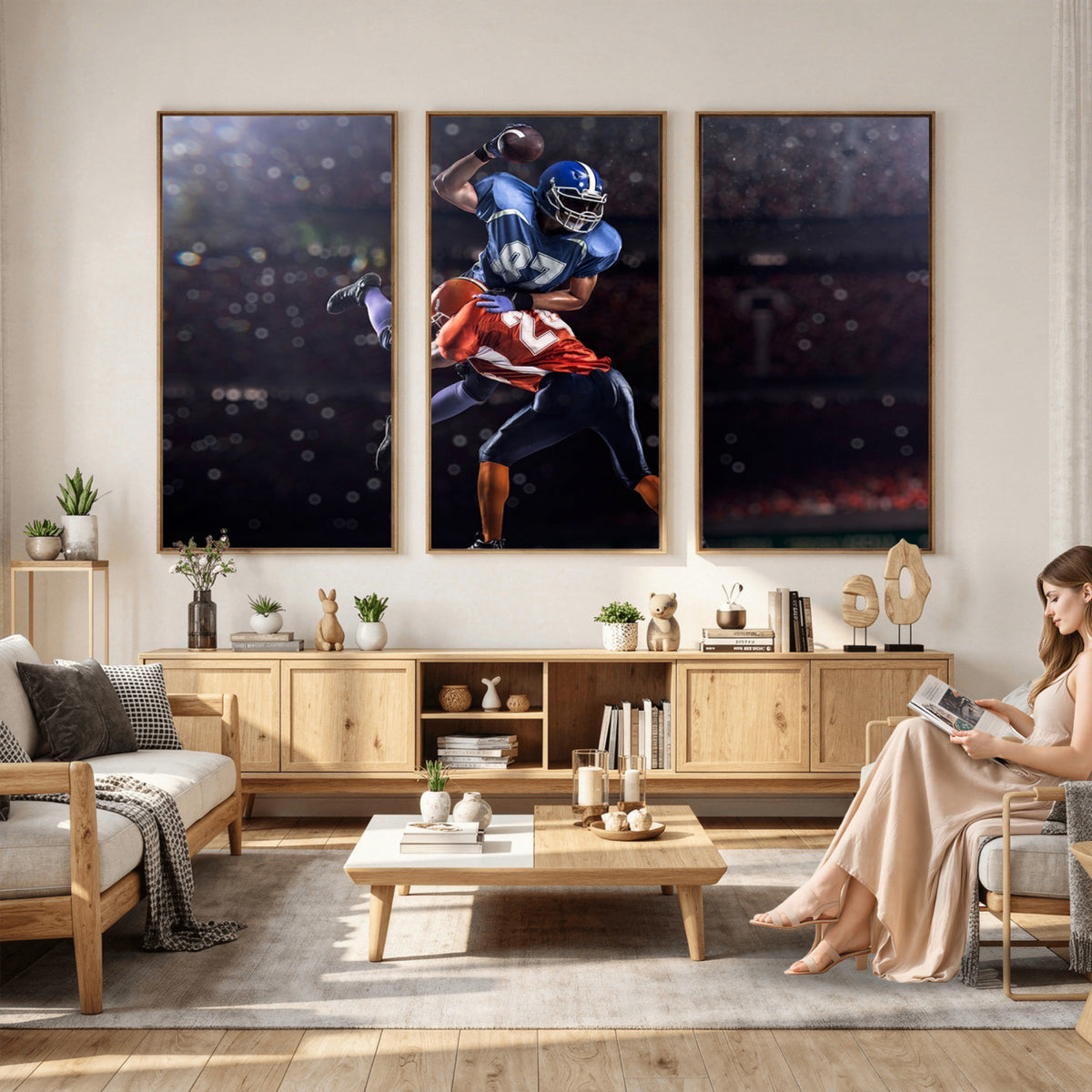 76491-MGV-CV-36X24 - American Football Wall Art Canvas Print, Stadium Sport Wall Art Print