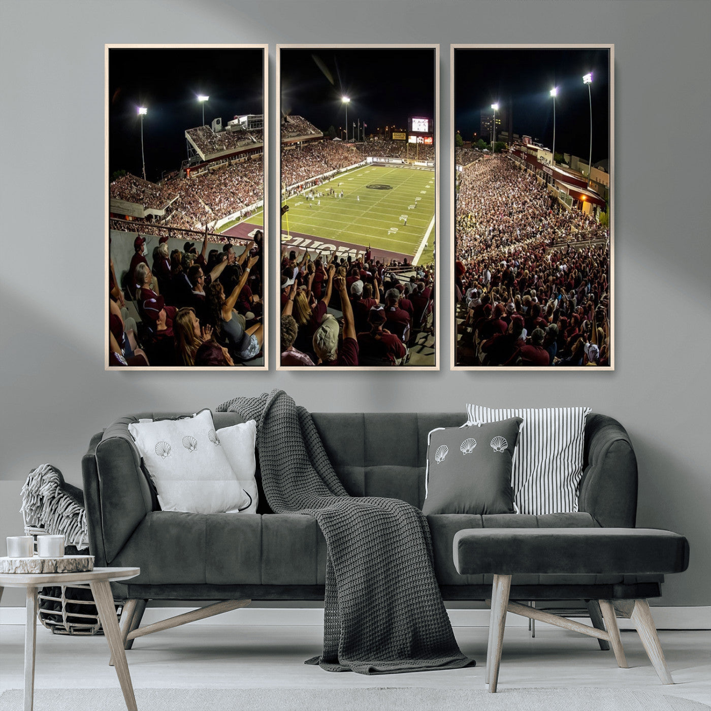-Washington-Grizzly Stadium Canvas Wall Art – Exciting Game Night Atmosphere Captured in Panoramic
