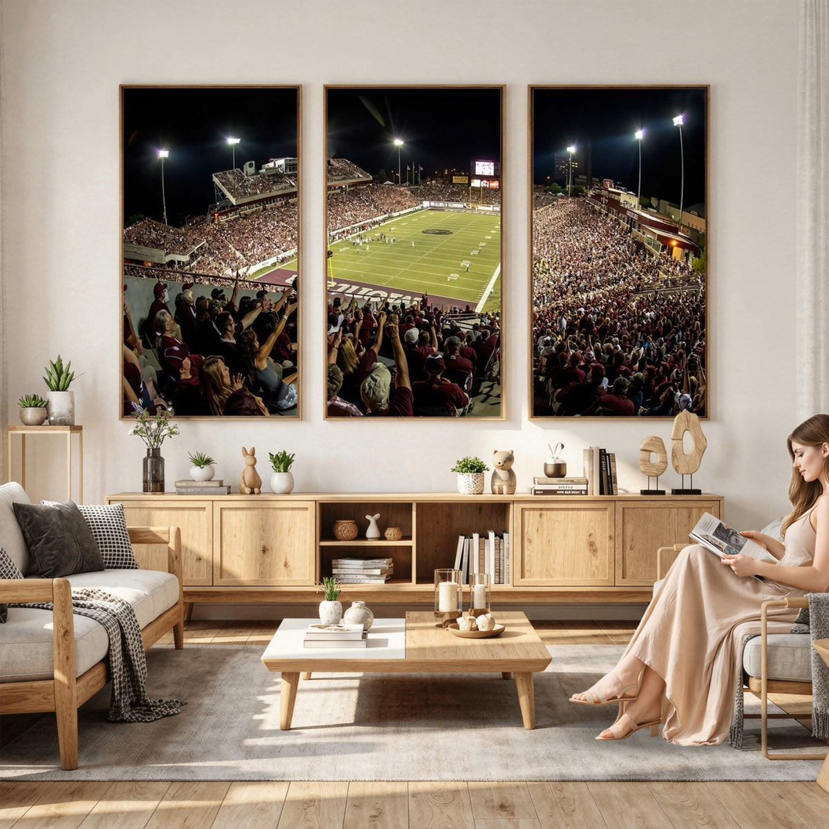 94126-MGV-CV-36X24 - Washington-Grizzly Stadium Canvas Wall Art | Exciting Game Night Atmosphere in Panoramic View