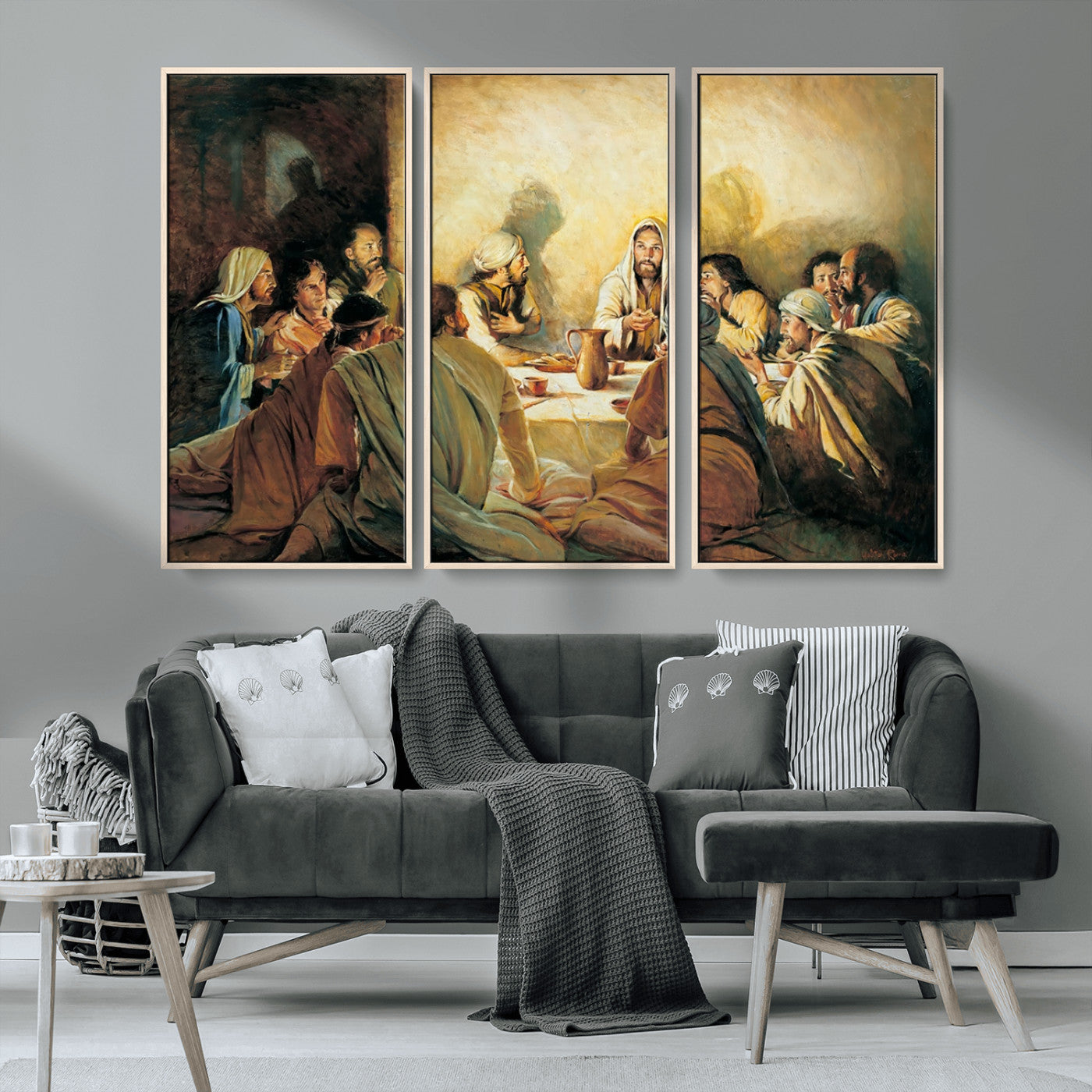 MGV-FC-48X32-3P - Last Supper Wall Art Canvas Print, Framed Jesus Painting Art Picture Print, Moderne Bibel Perfect Traditional/Religious Decor Artwork
