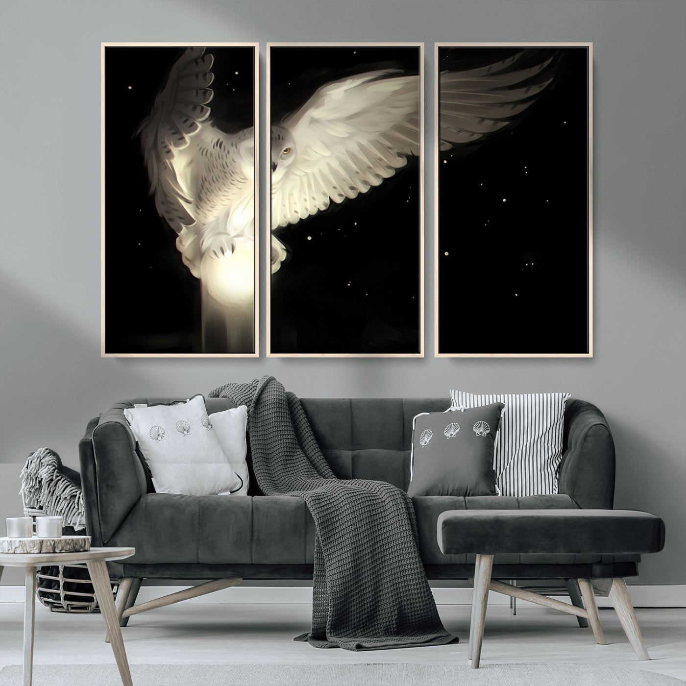 MGV-FC-48X32-3P - Night Owl Art -  Illuminating the Darkness – Unique Animal-Inspired Wall Art for Modern Decor |