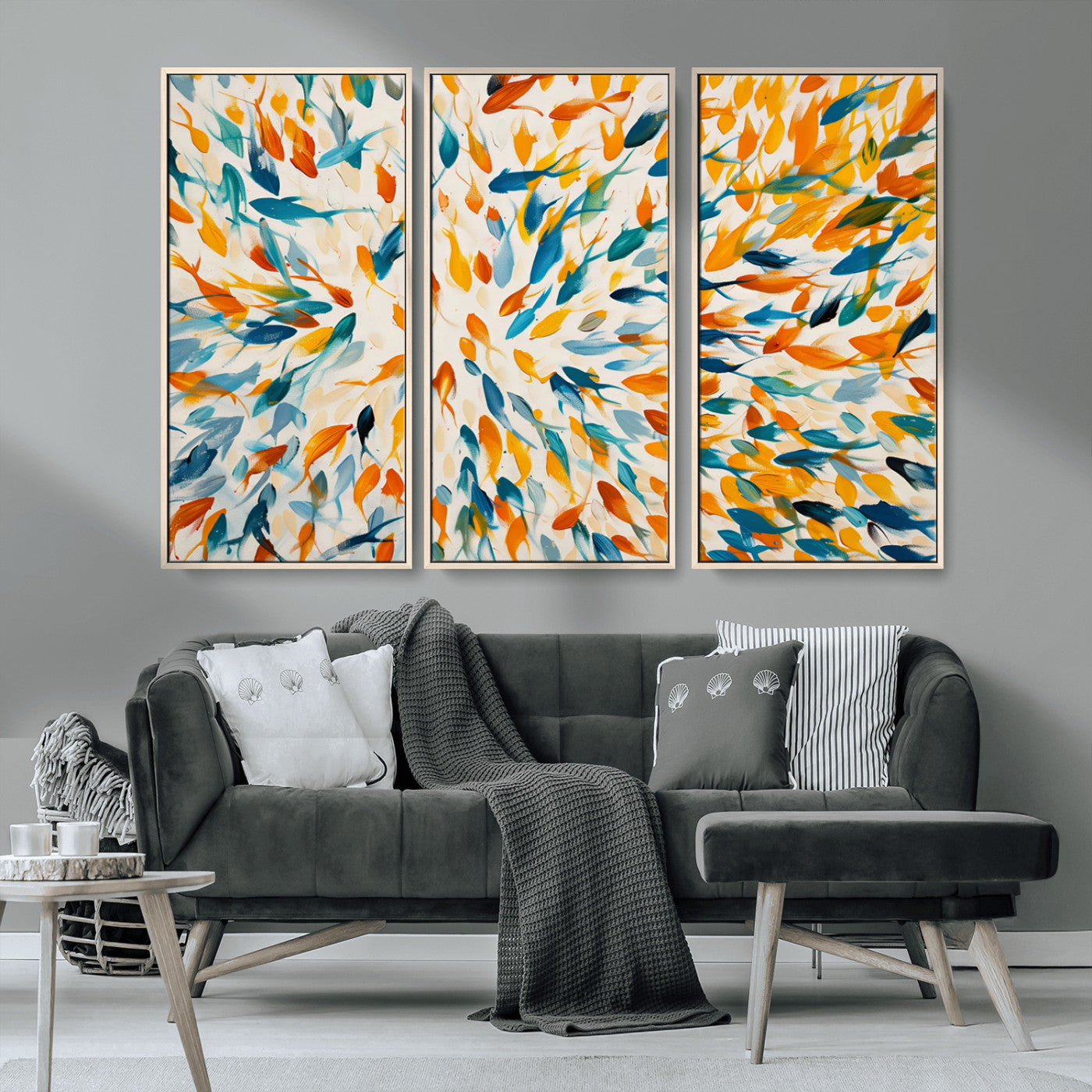 -Colorful Fish Wall Art Print – Abstract Ocean-Inspired Wall Art for Modern Spaces | Framed Canvas,