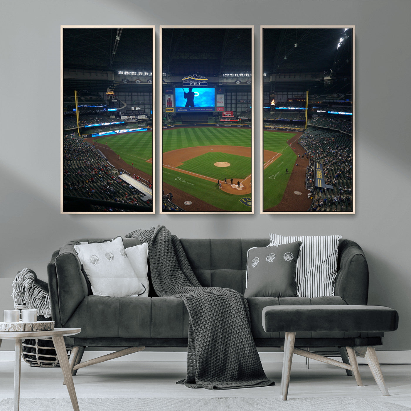 MGV-FC-48X32-3P - Milwaukee Brewers Baseball Art Print - American Family Field Stadium Wall Art Canvas Print
