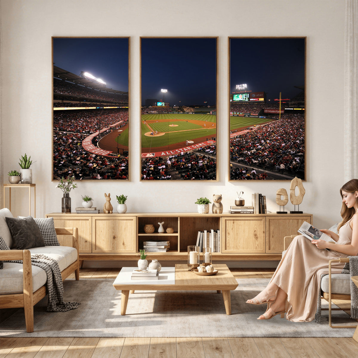 88896-MGV-CV-36X24 - Los Angeles Angels Baseball Team Print, Anaheim Angel Stadium Wall Art