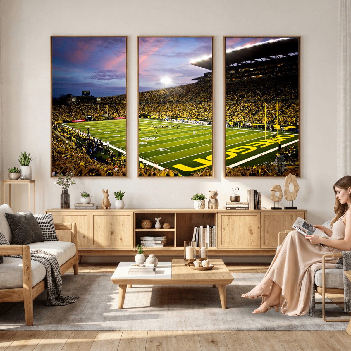 72017-MGV-CV-36X24 - University of Oregon Ducks Football Team Print, Eugene, Framed and Ready to Hang