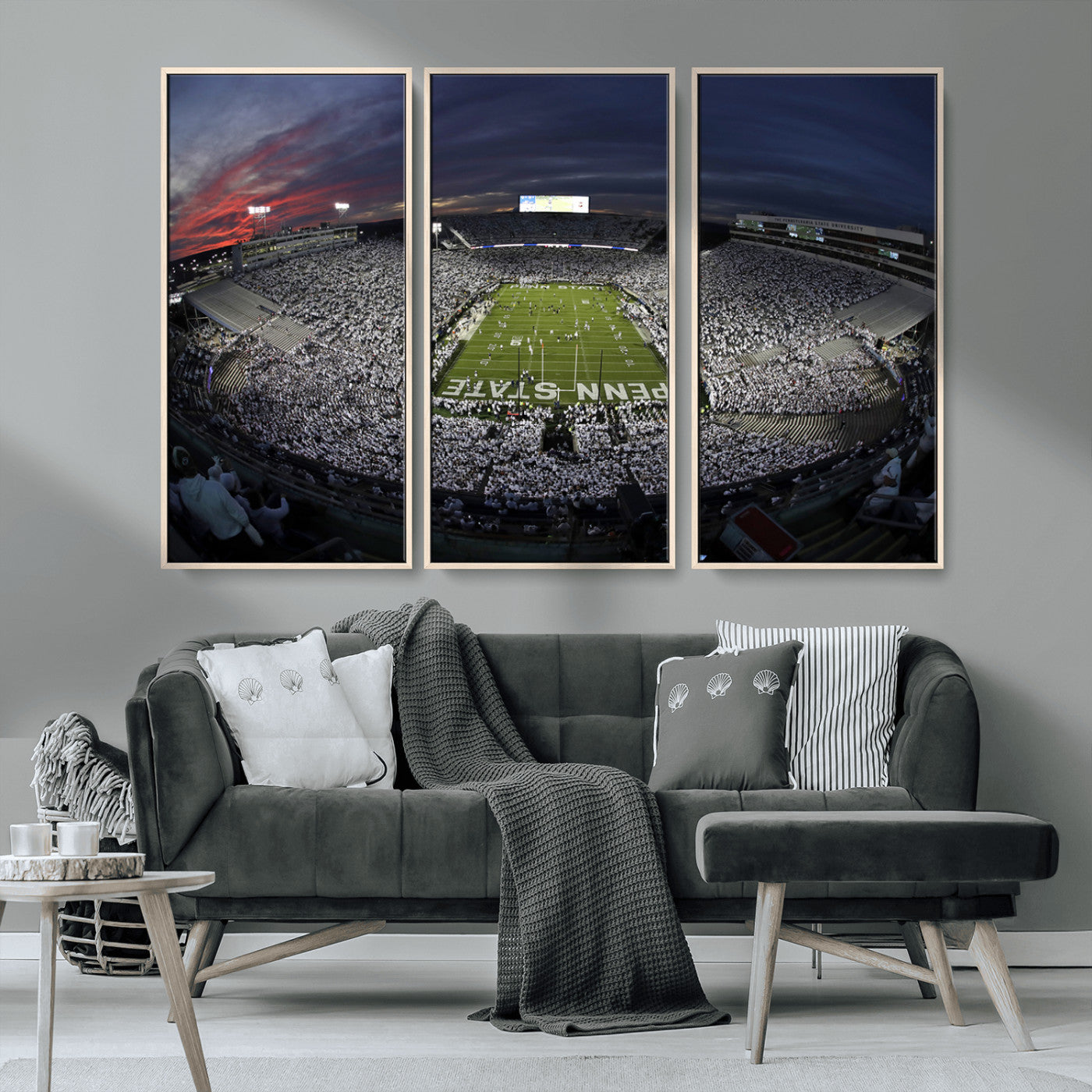 MGV-FC-48X32-3P - Penn State University Nittany Lions Football Team Print - University Park Beaver Stadium Wall Art