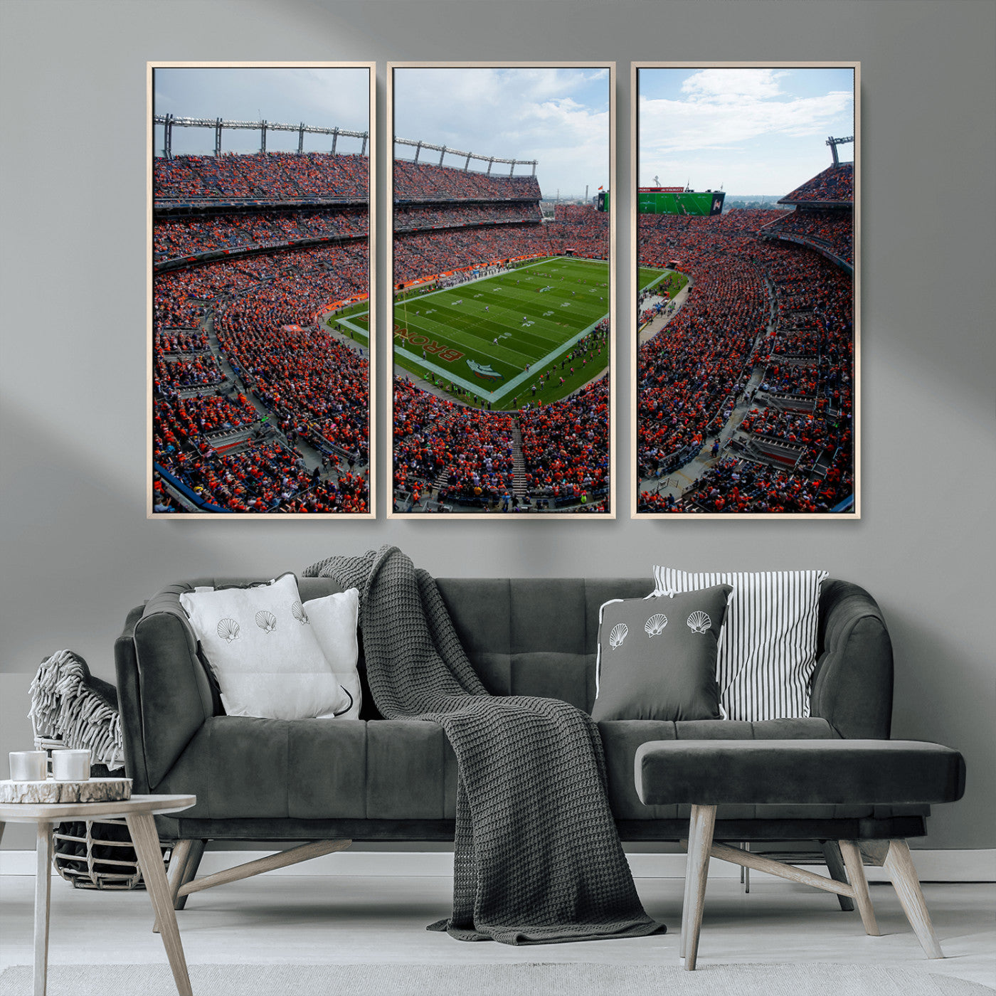 MGV-FC-48X32-3P - Denver Broncos Football Team Print - Empower Field Mile High Stadium Wall Art Canvas Print