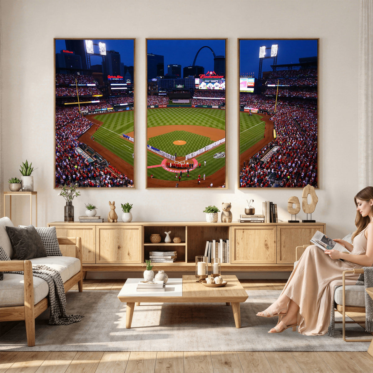 11925-MGV-CV-36X24 - St. Louis Cardinals Baseball Team Print, Busch Stadium Wall Art