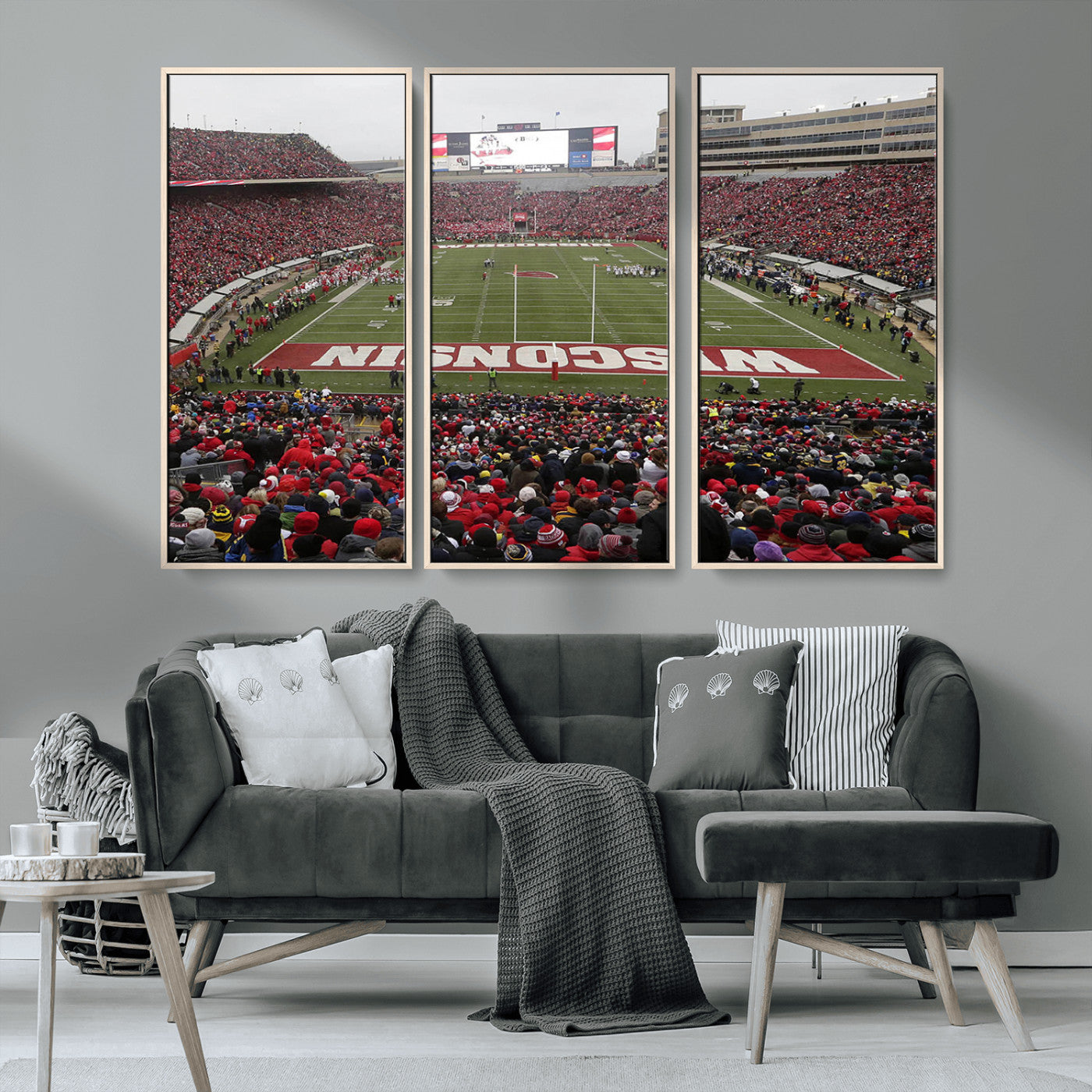 MGV-FC-48X32-3P - Wisconsin Badgers Team Print Canvas - Madison Camp Randall Stadium Wall Art Canvas Print
