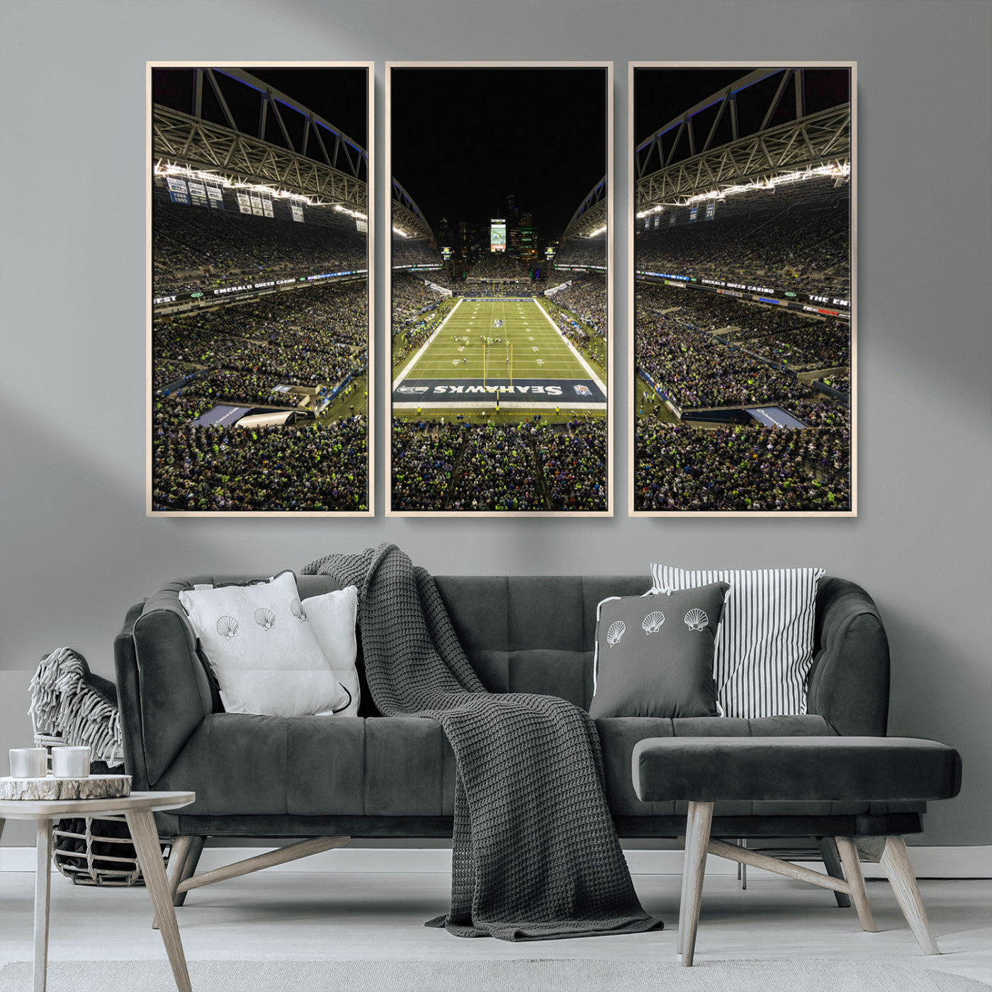 MGV-FC-48X32-3P - Seattle Seahawks Football Team Print Wall Art - Seattle Century Link Field Stadium Wall Art Canvas