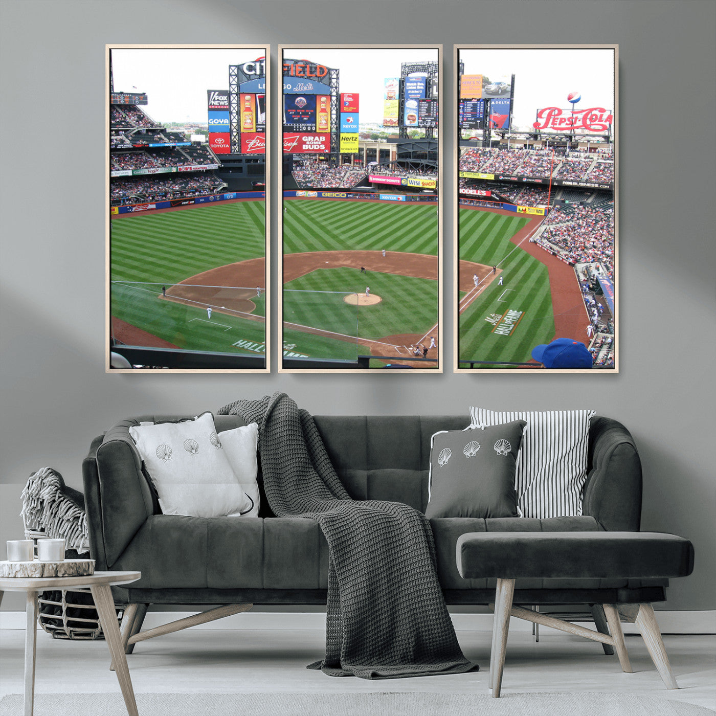 MGV-FC-48X32-3P - New York Mets Baseball Team Print - Citi Field Baseball Stadium Wall Art Canvas Print