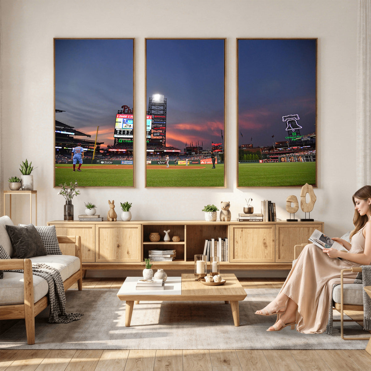 22594-MGV-CV-36X24 - Philadelphia Phillies Baseball Print - Philadelphia Citizens Bank Park Stadium Wall Art, Phillies