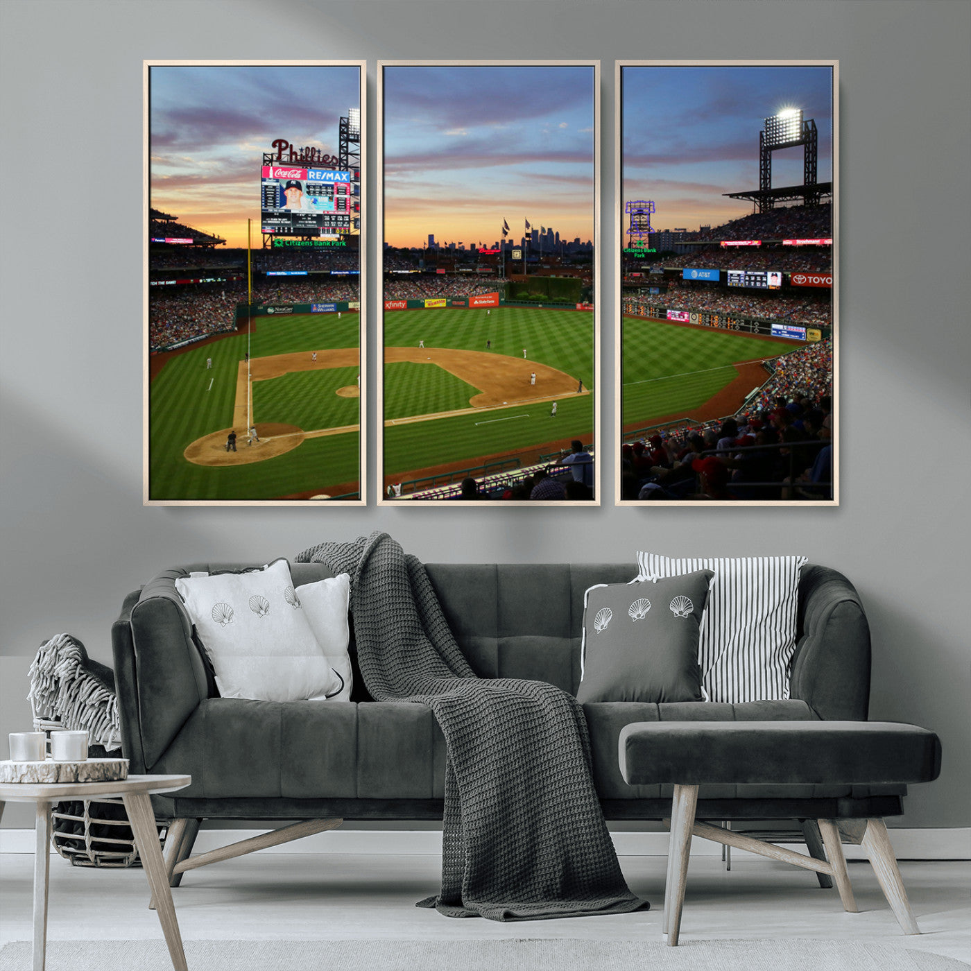 MGV-FC-48X32-3P - Citizens Bank Park Philadelphia Phillies Wall Art Canvas | 3-Panel Canvas Print of Phillies Stadium